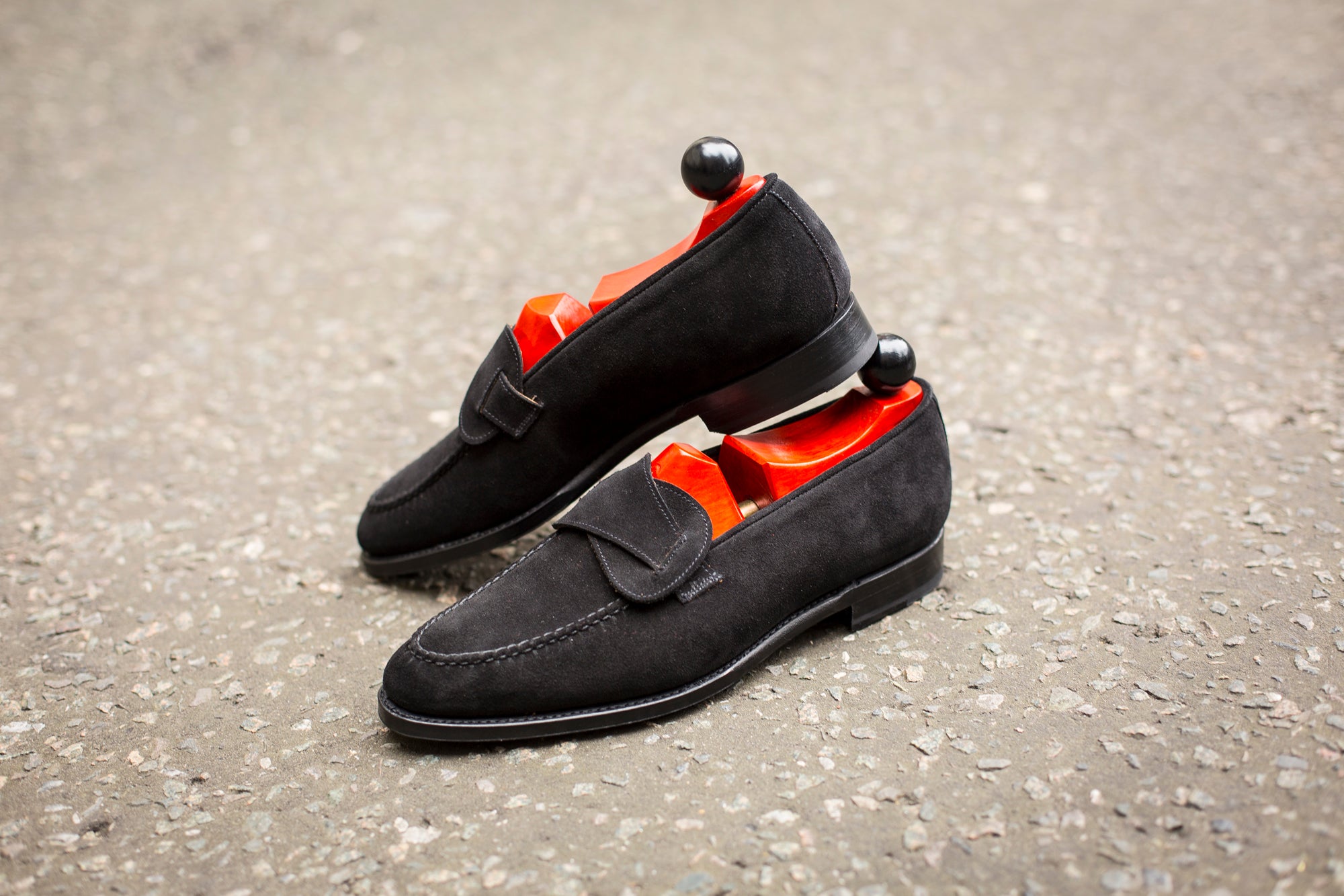 Hawthorne - MTO - Black Suede - TMG Last - Single Leather Sole-Made To Order Butterfly Loafer Hand Stitched-J.FitzPatrick Footwear