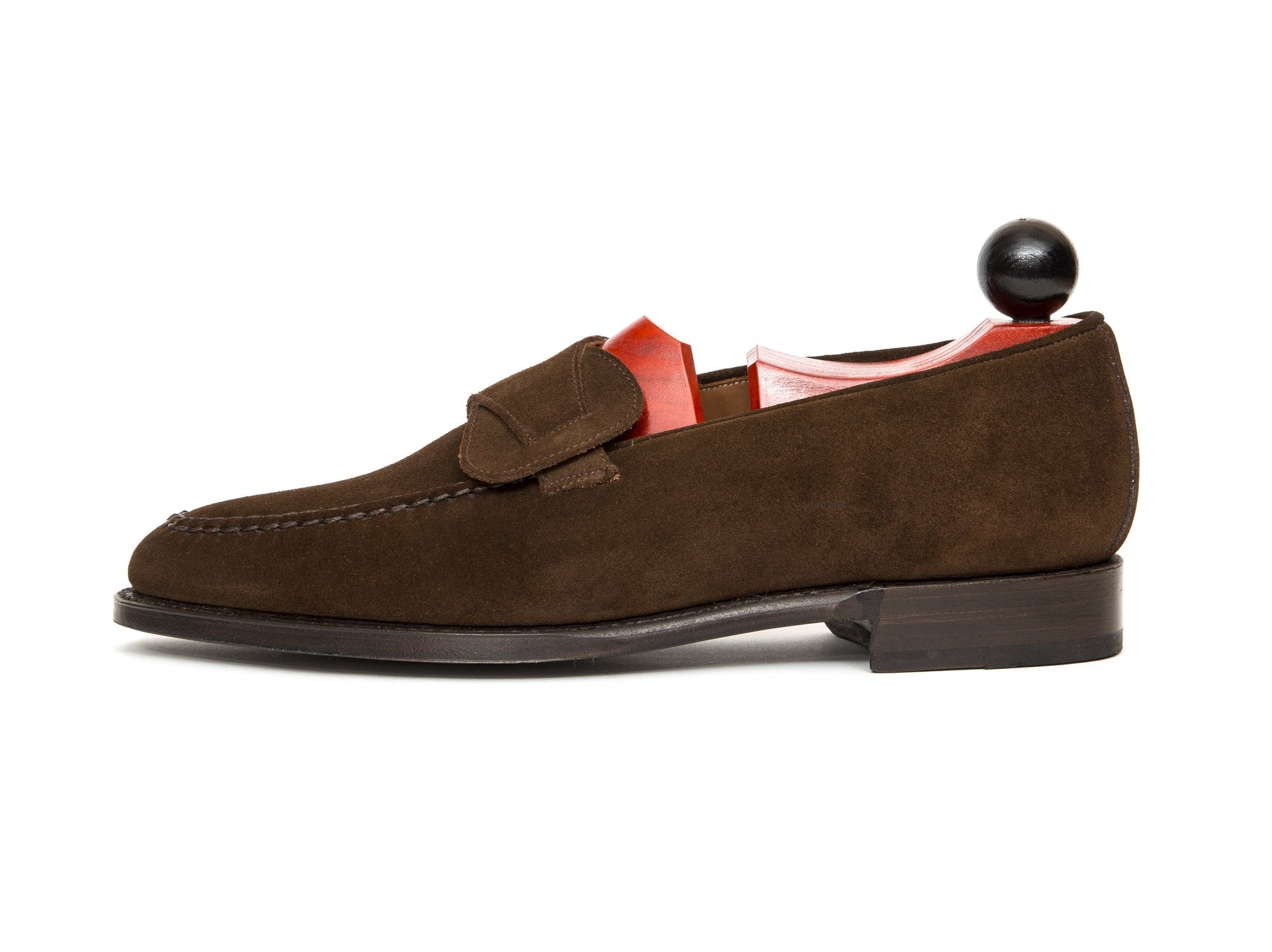 Hawthorne - MTO - Dark Brown Suede - TMG Last - Single Leather Sole-Made To Order Butterfly Loafer Hand Stitched-J.FitzPatrick Footwear