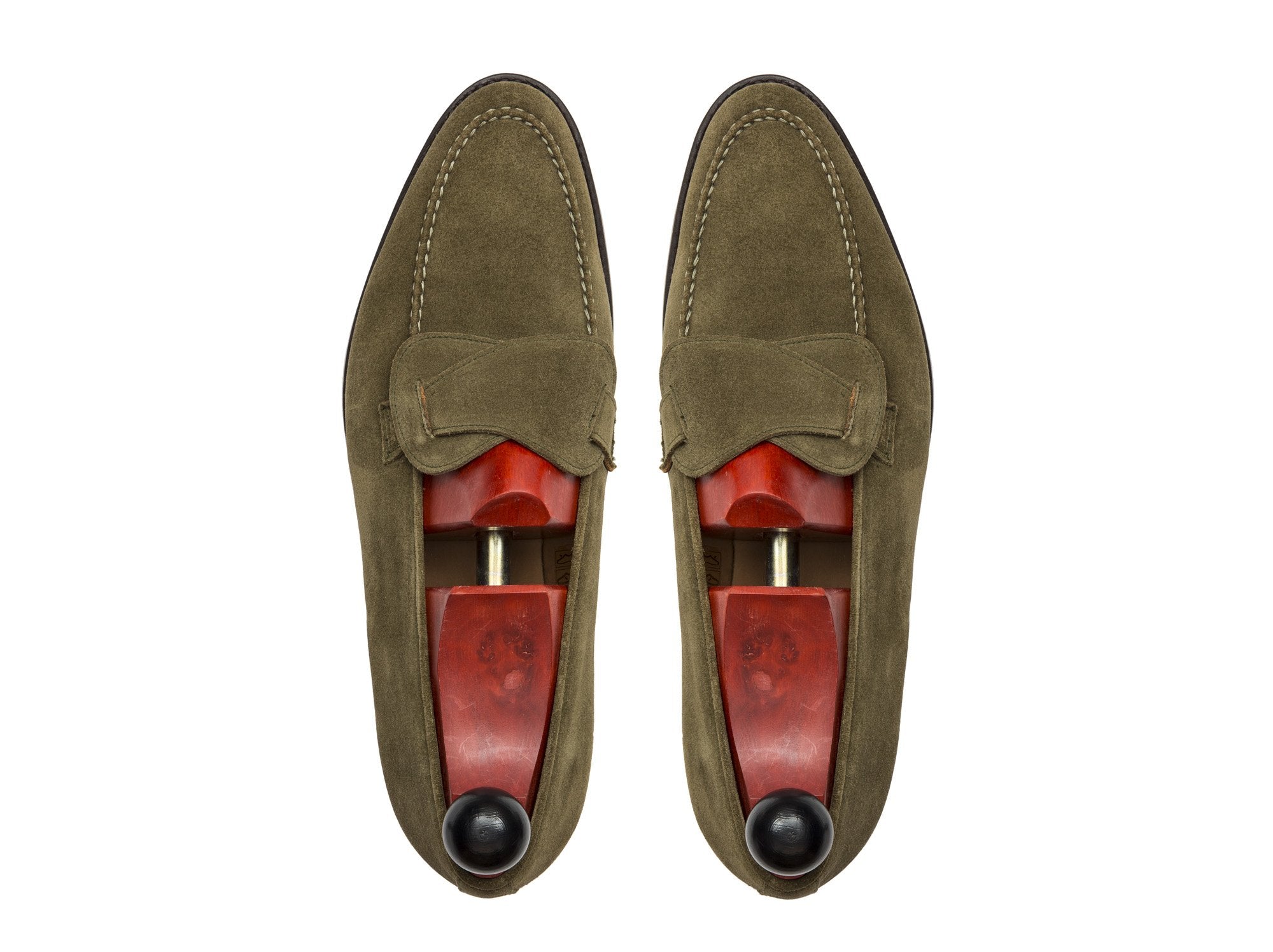 Hawthorne - MTO - Olive Suede - TMG Last - Double Leather Sole-Made To Order Butterfly Loafer Hand Stitched-J.FitzPatrick Footwear