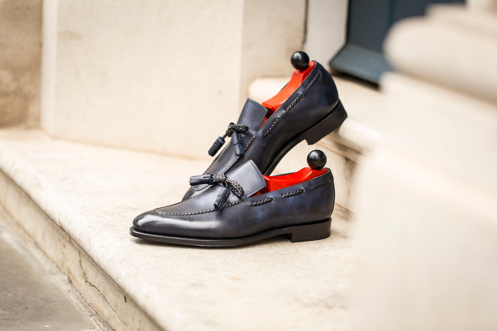 Issaquah - MTO - Navy Museum Calf - LPB Last - Single Leather Sole-Made To Order Tassel Loafer-J.FitzPatrick Footwear