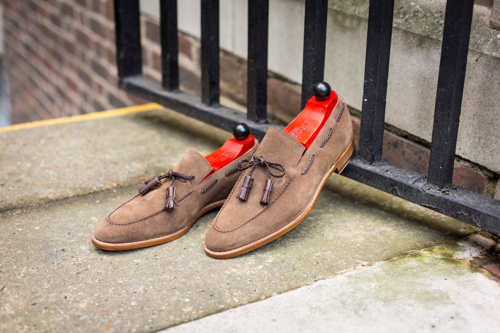 Issaquah - MTO - Taupe Suede - TMG Last - Natural Single Leather Sole-Made To Order Tassel Loafer-J.FitzPatrick Footwear