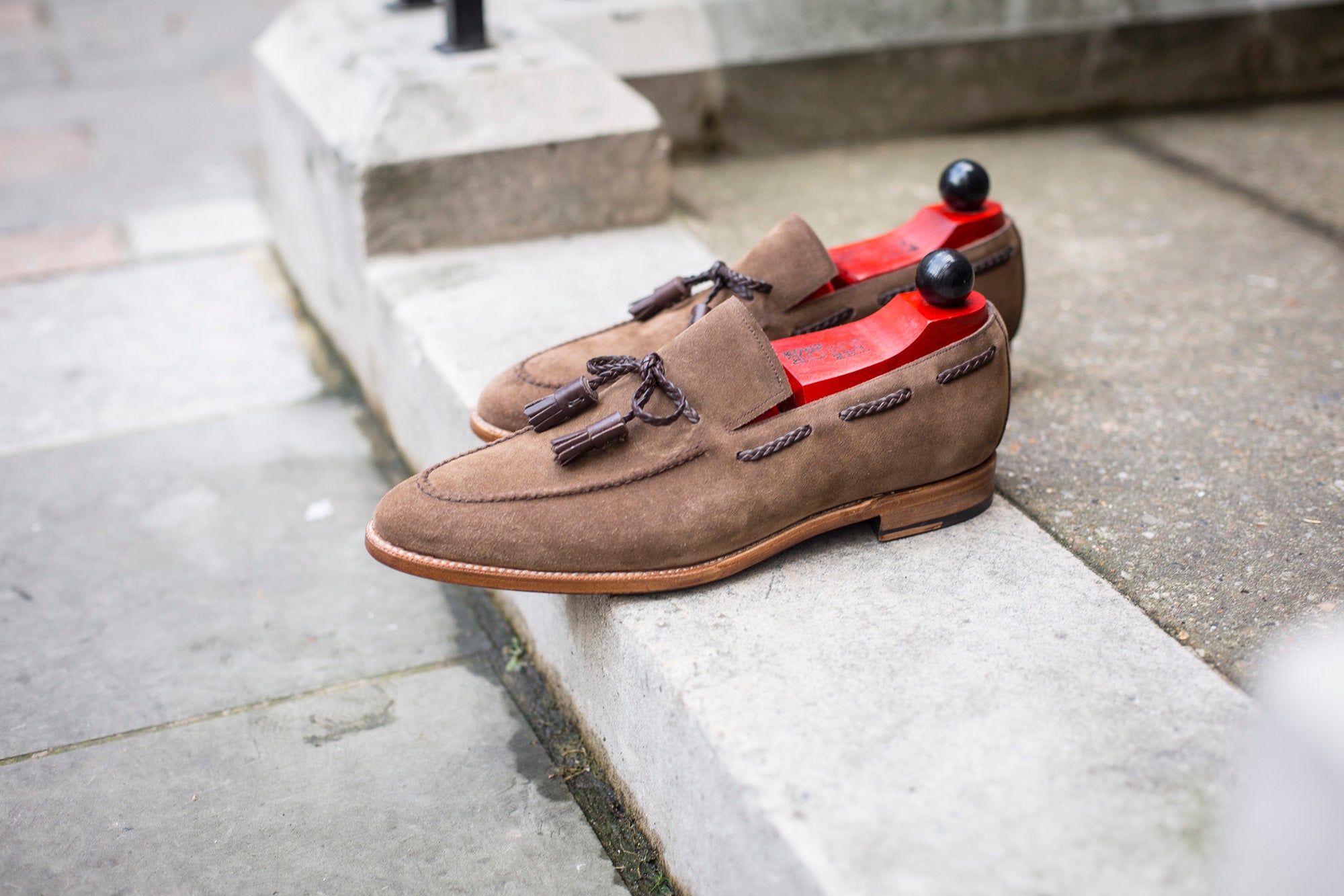 Issaquah - MTO - Taupe Suede - TMG Last - Natural Single Leather Sole-Made To Order Tassel Loafer-J.FitzPatrick Footwear