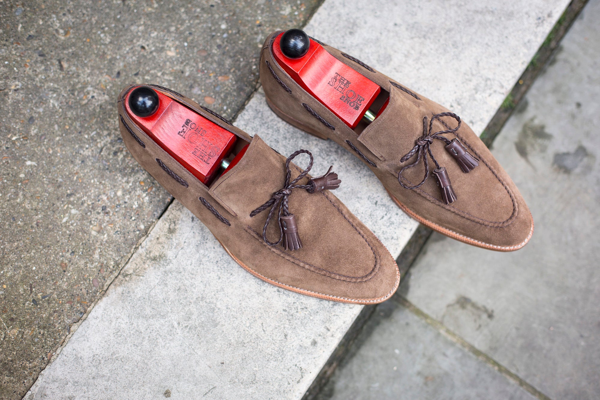 Issaquah - MTO - Taupe Suede - TMG Last - Natural Single Leather Sole-Made To Order Tassel Loafer-J.FitzPatrick Footwear