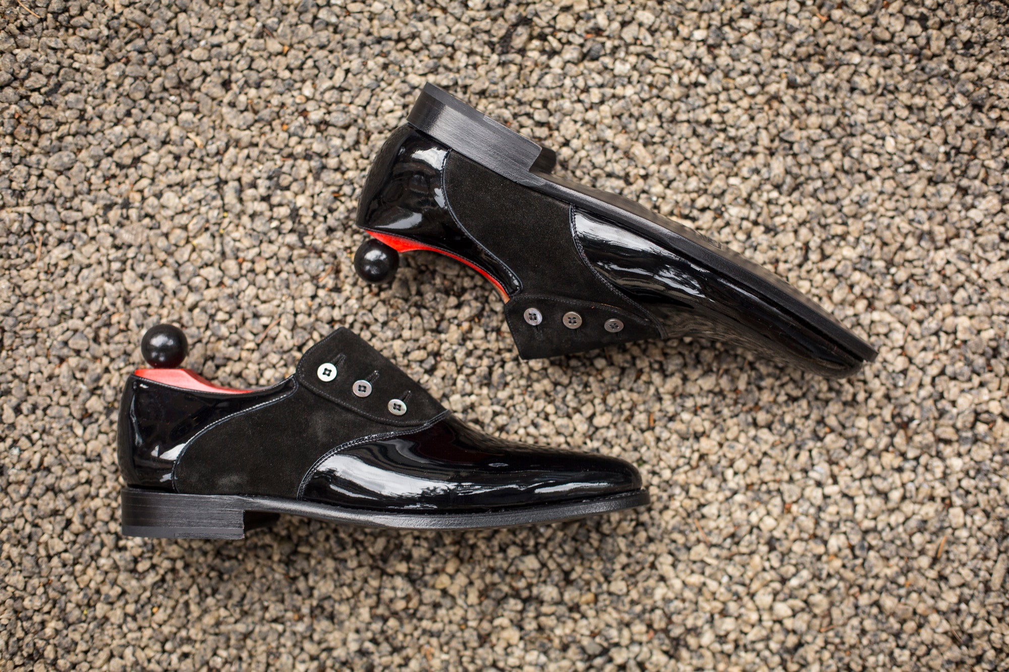 Aurora - MTO - Black Patent Leather / Black Suede - JKF Last - Single Leather Sole