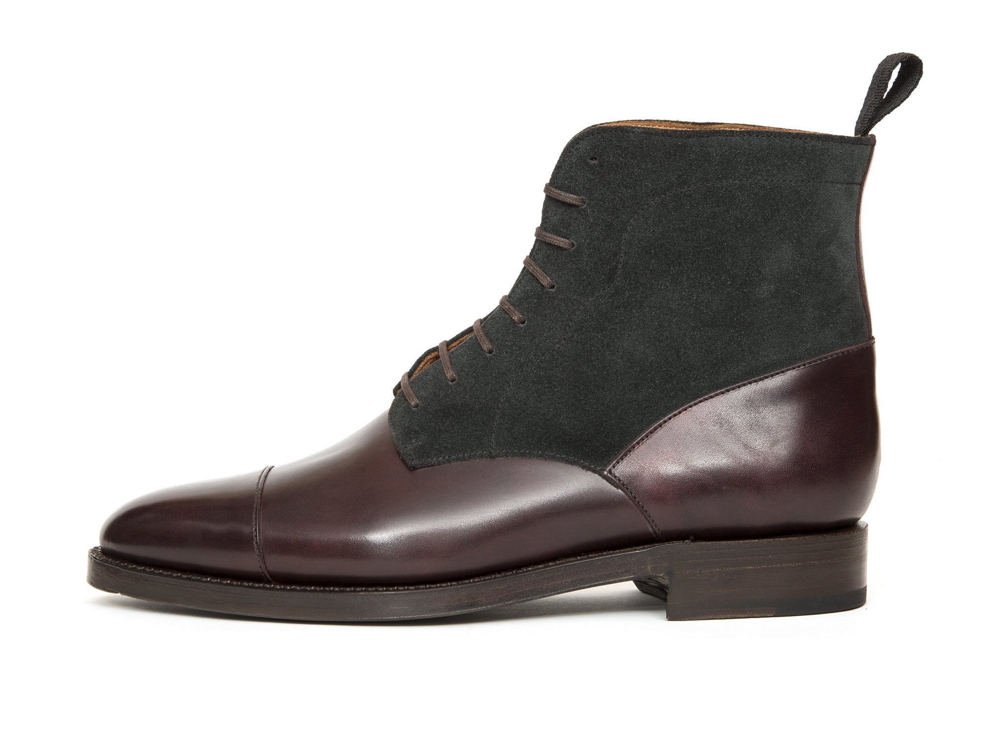 J.FitzPatrick Footwear - Delridge - Plum Museum Calf / Charcoal Suede - TMG Last - Double Leather Sole