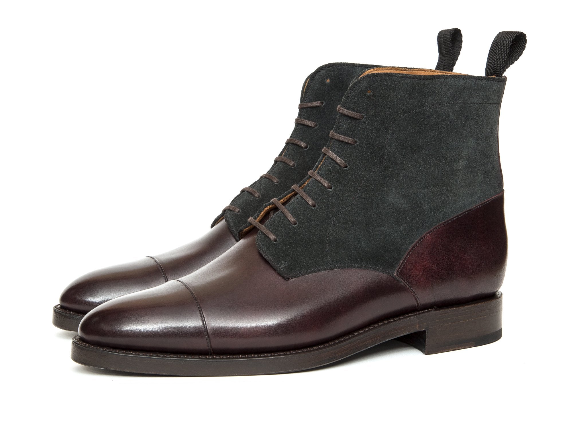 J.FitzPatrick Footwear - Delridge - Plum Museum Calf / Charcoal Suede - TMG Last - Double Leather Sole