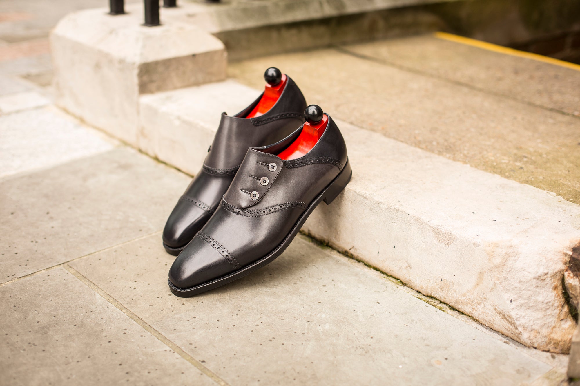 Cyril - MTO - Shaded Black Calf / Shaded Grey Calf - MGF Last - Single Leather Sole