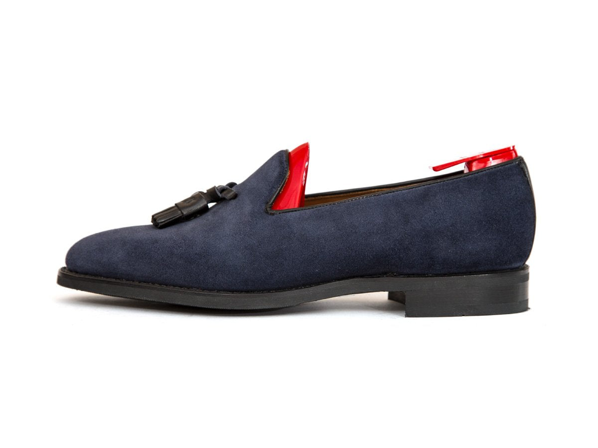 J.FitzPatrick Footwear - Ravenna - Navy Suede / Black Calf Tassel - TMG Last - City Rubber Sole