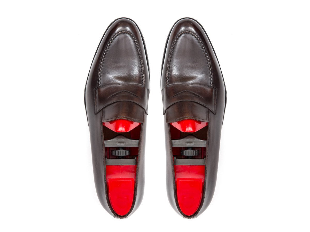 Jeon - MTO - Antique Brown Calf - TMG Last - Single Leather Sole-Made To Order Penny Loafer Half Strap-J.FitzPatrick Footwear