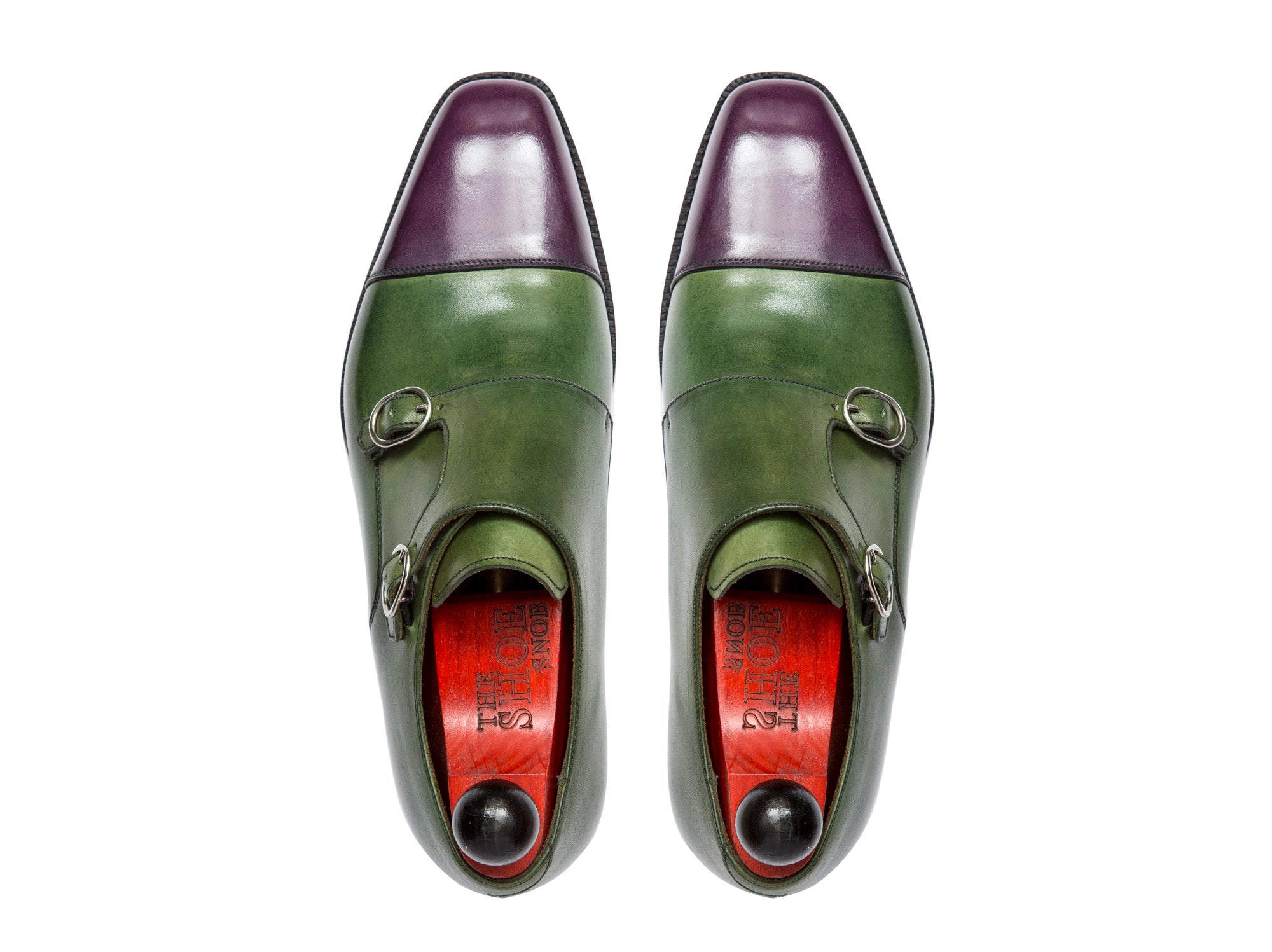 Kent - MTO - Purple Calf / Avocado Calf-Made To Order Double Monkstrap Cap Toe-J.FitzPatrick Footwear