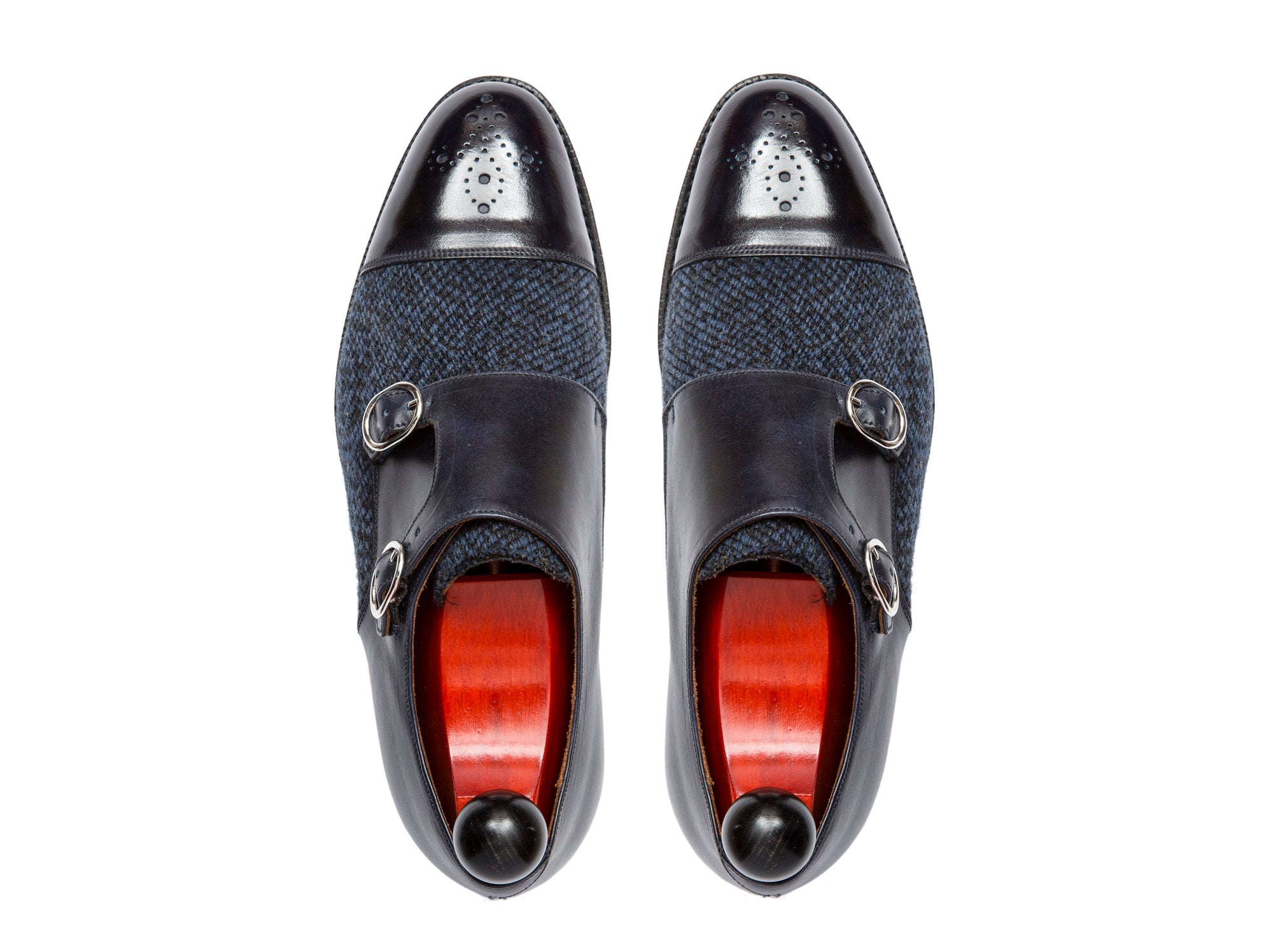 Kent Redux - MTO - Navy Museum Calf / Navy Poulsbo-Made To Order Double Monkstrap Plain Toe-J.FitzPatrick Footwear
