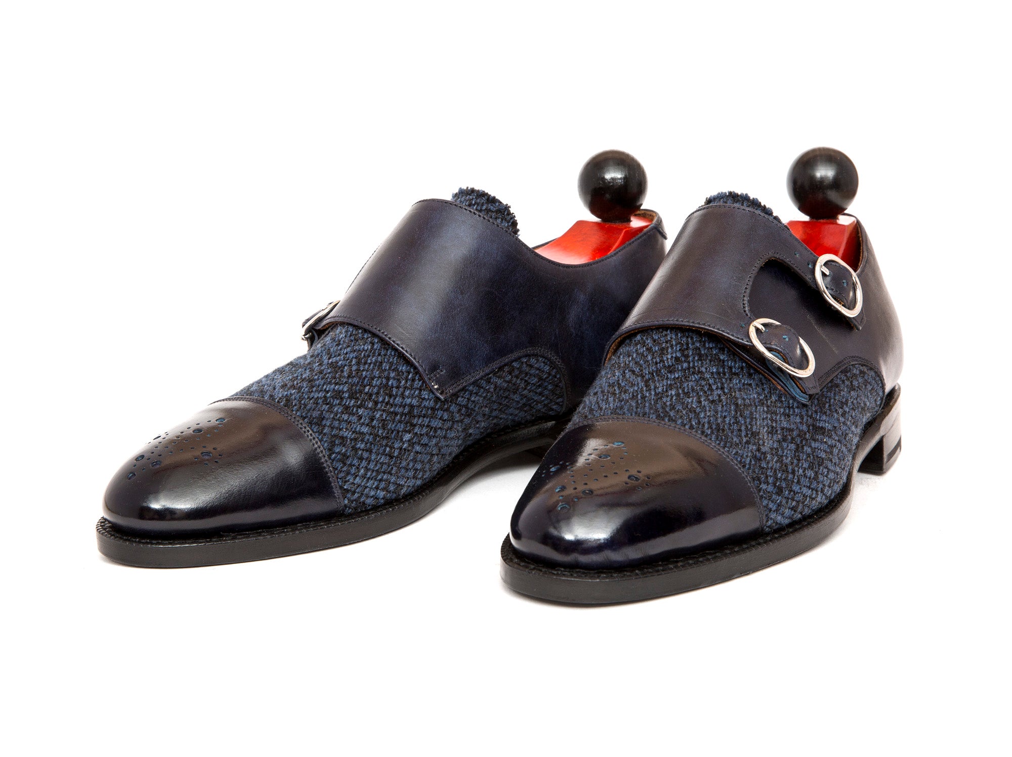 Kent Redux - MTO - Navy Museum Calf / Navy Poulsbo-Made To Order Double Monkstrap Plain Toe-J.FitzPatrick Footwear
