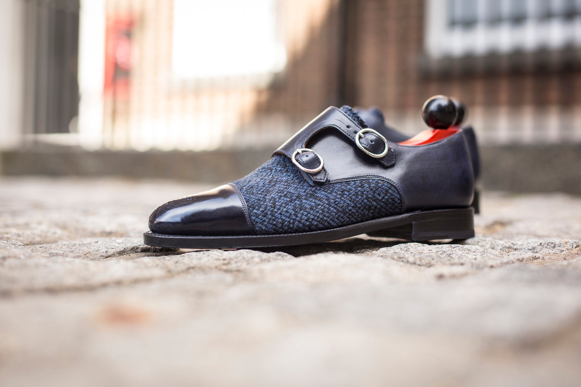 Kent Redux - MTO - Navy Museum Calf / Navy Poulsbo-Made To Order Double Monkstrap Plain Toe-J.FitzPatrick Footwear