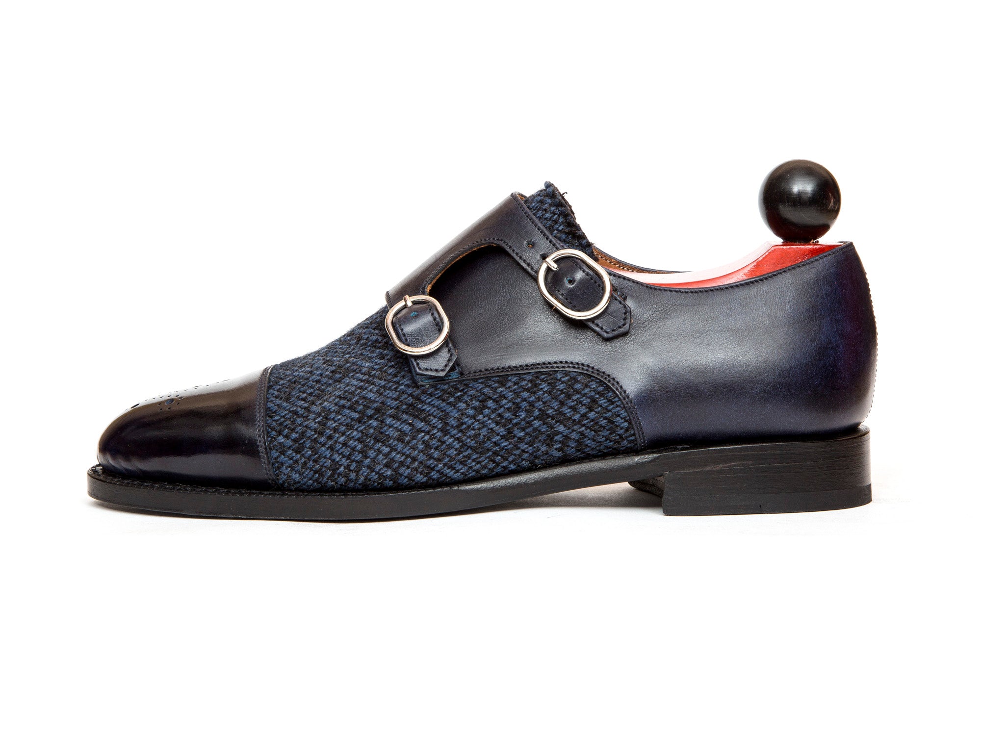 Kent Redux - MTO - Navy Museum Calf / Navy Poulsbo-Made To Order Double Monkstrap Plain Toe-J.FitzPatrick Footwear