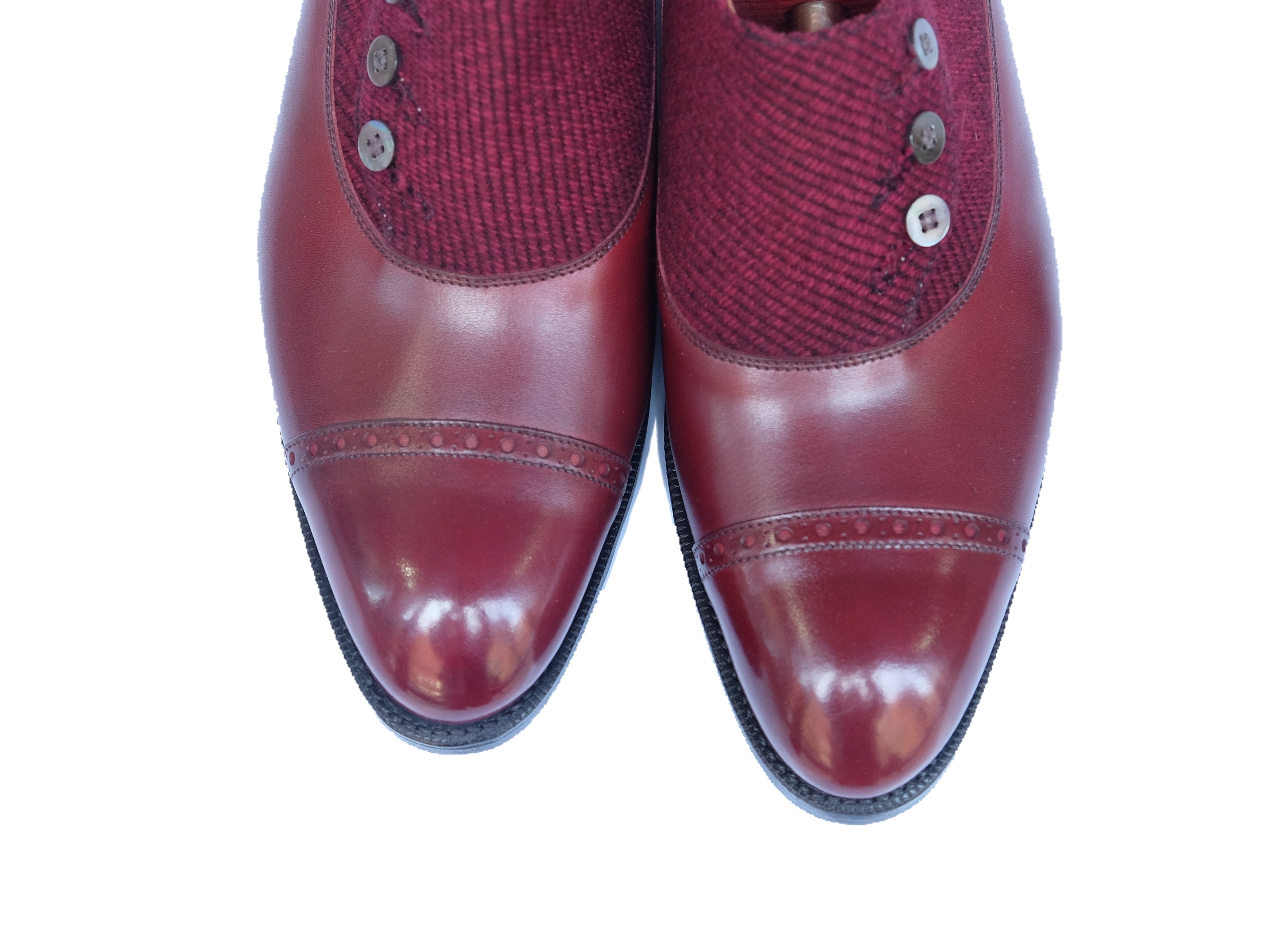 Kingston - MTO - Burgundy Calf / Red Poulsbo - NGT Last - Single Leather Sole-Made To Order Button Shoe Plain Toe-J.FitzPatrick Footwear
