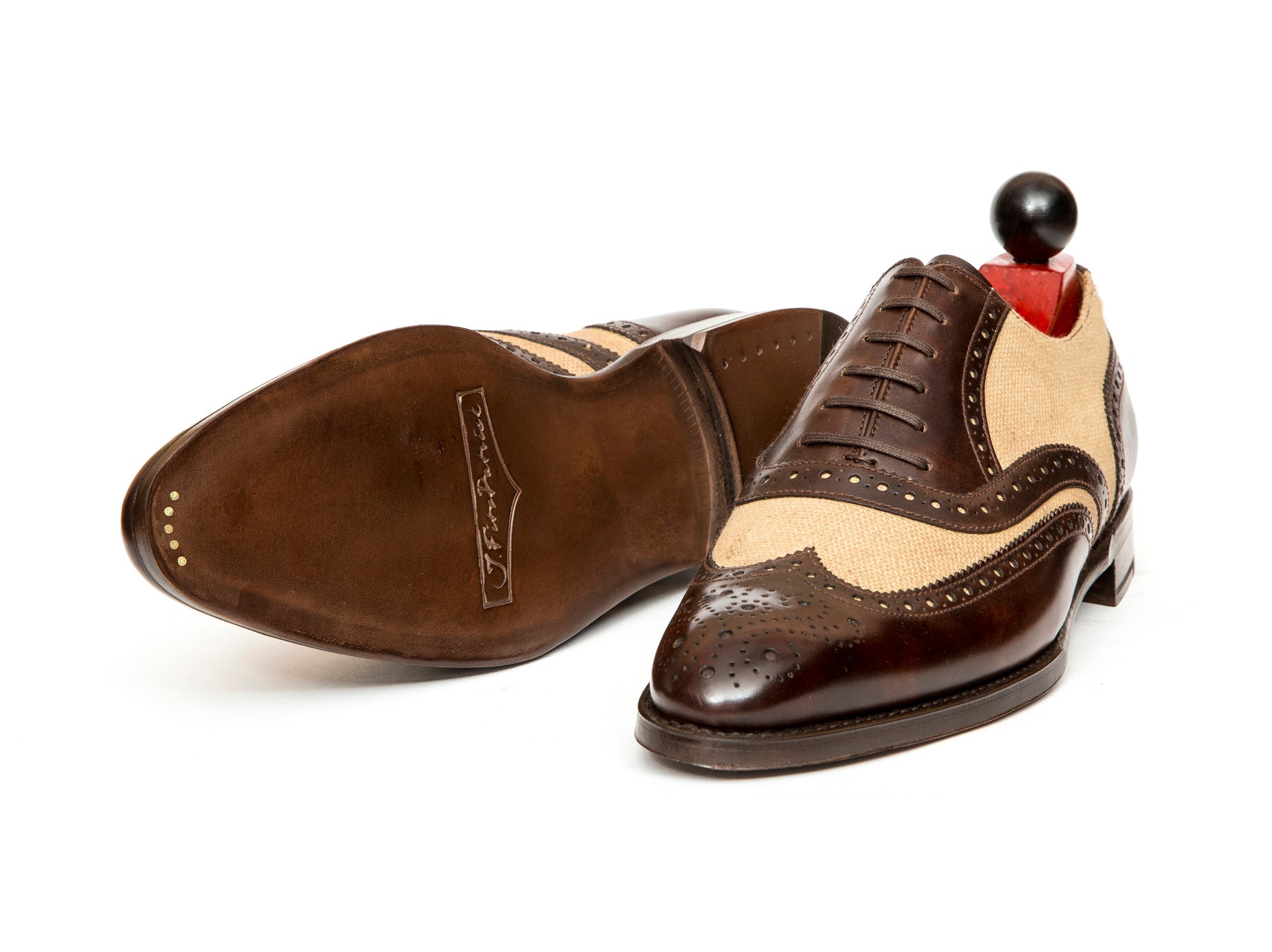 Kitsap - MTO - Dark Brown Museum Calf / Hemp Canvas - NGT Last - Single Leather Sole-Made To Order Wingtip Brogue Oxfords Spectator-J.FitzPatrick Footwear