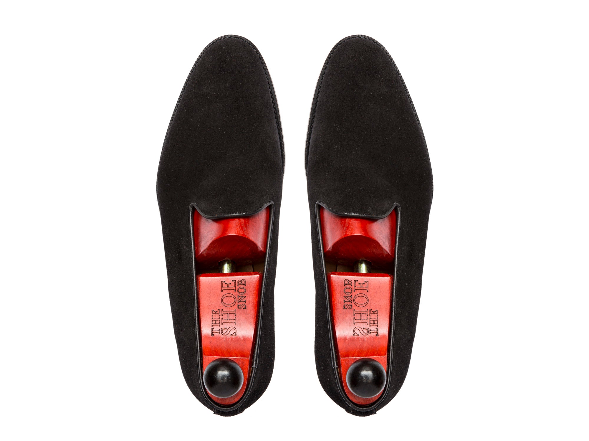 Laurelhurst II - MTO - Black Suede - TMG Last - Single Leather Sole-Made To Order Slipper Loafer Medallion-J.FitzPatrick Footwear