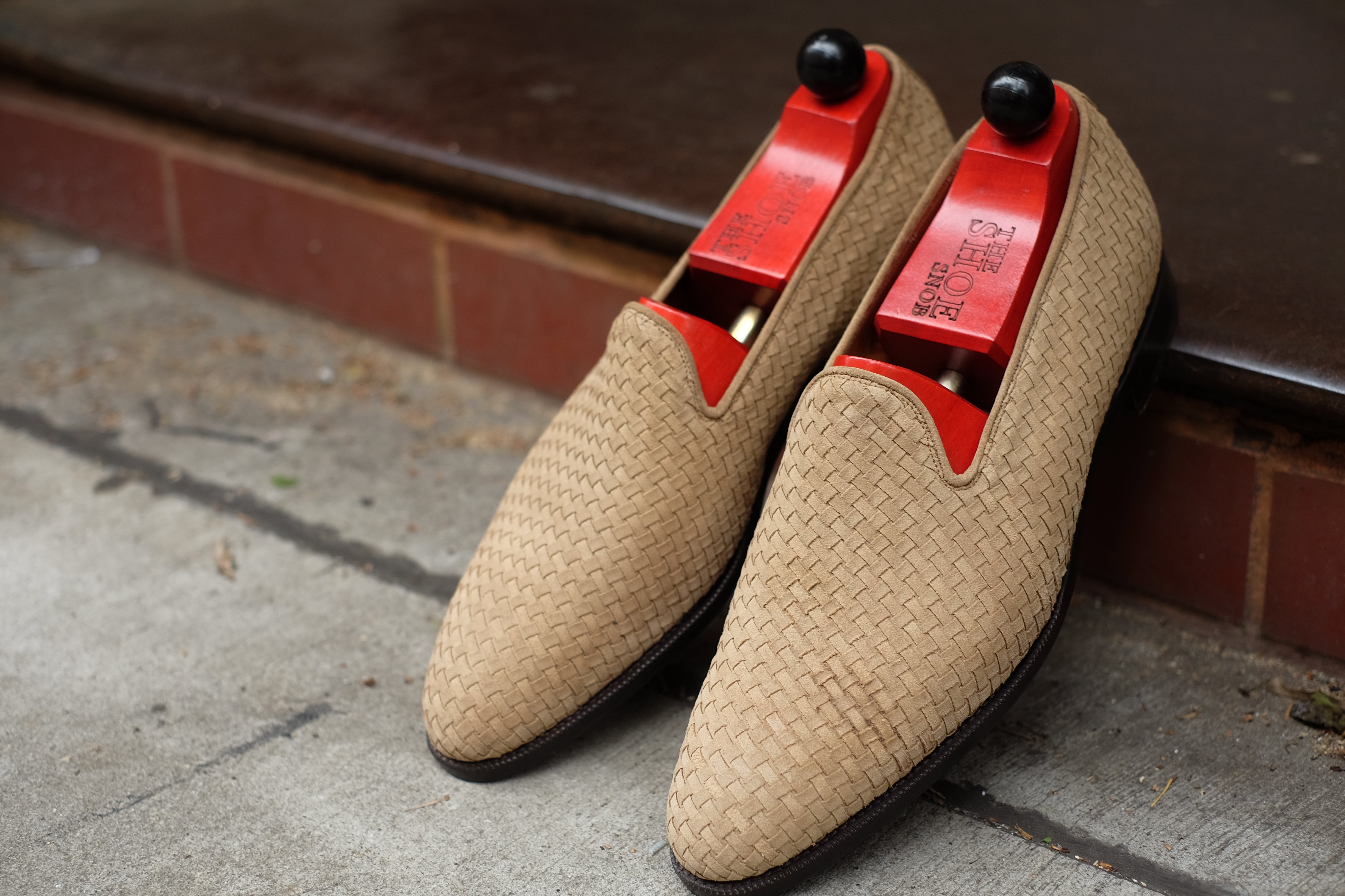 Laurelhurst II - MTO - Braided Beige Suede - TMG Last - Single Leather Sole-Made To Order Slipper Loafer-J.FitzPatrick Footwear