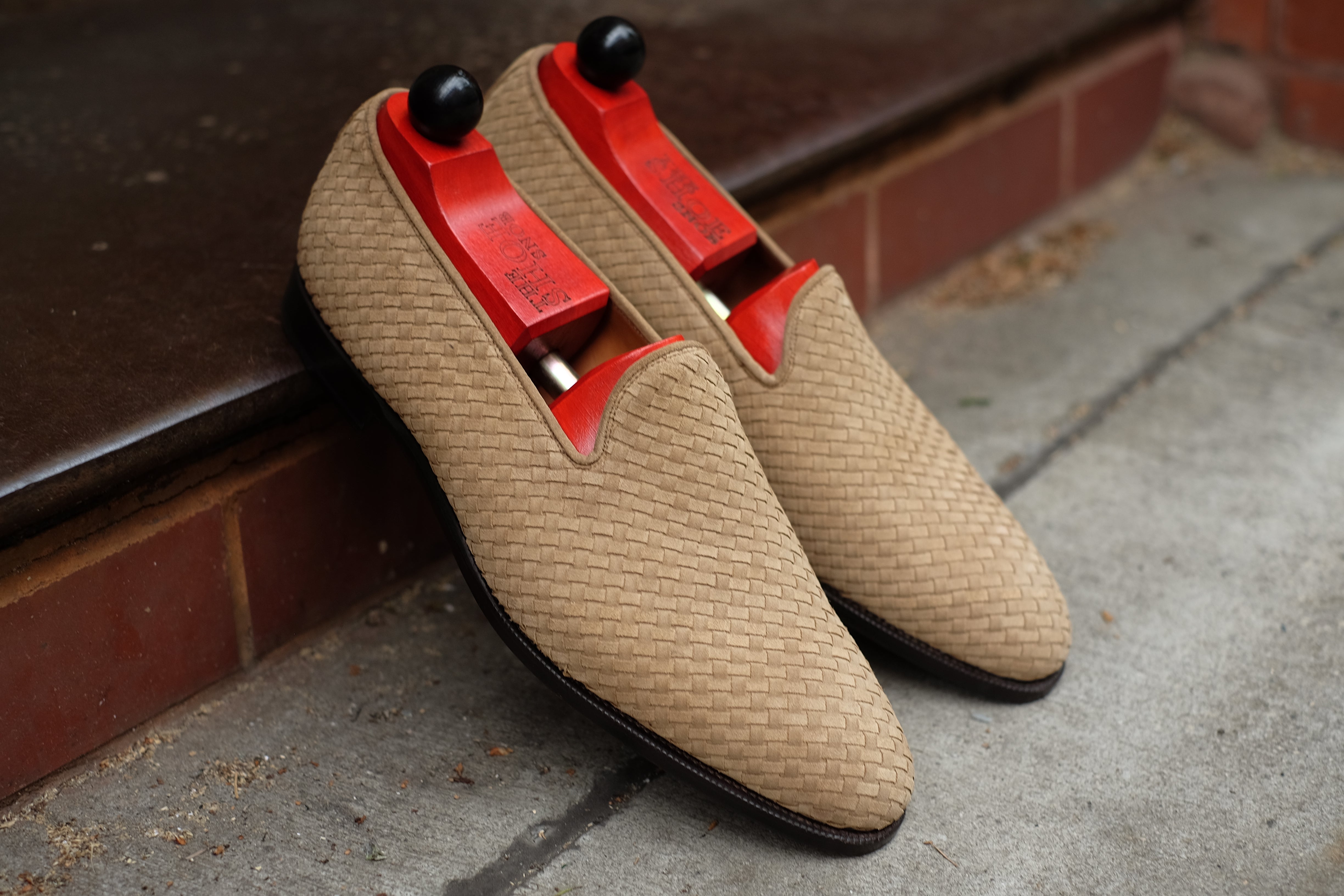 Laurelhurst II - MTO - Braided Beige Suede - TMG Last - Single Leather Sole-Made To Order Slipper Loafer-J.FitzPatrick Footwear