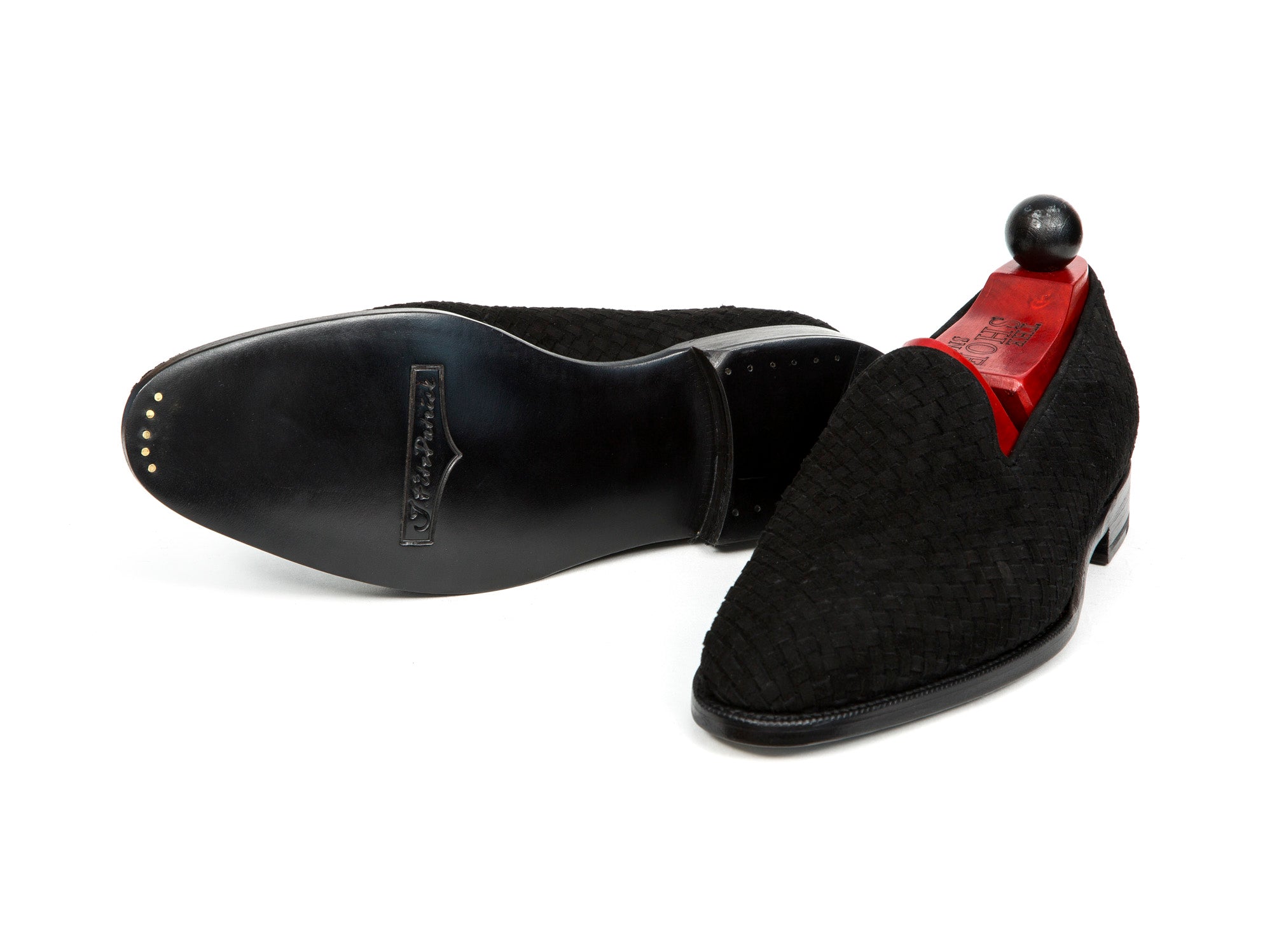 Laurelhurst II - MTO - Braided Black Suede - TMG Last - Single Leather Sole-Made To Order Slipper Loafer-J.FitzPatrick Footwear