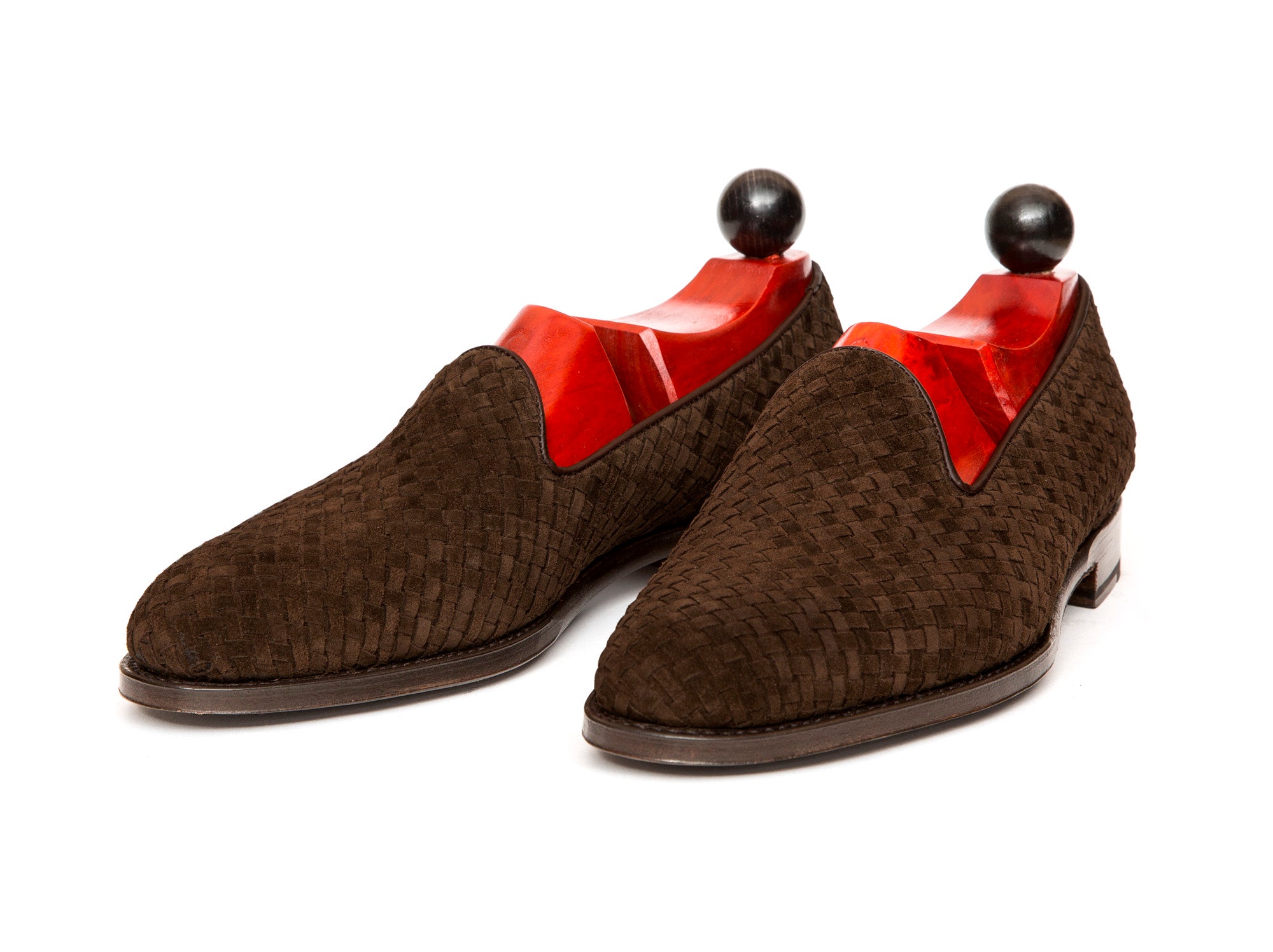 Laurelhurst II - MTO - Braided Dark Brown Suede - TMG Last - Single Leather Sole-Made To Order Slipper Loafer-J.FitzPatrick Footwear