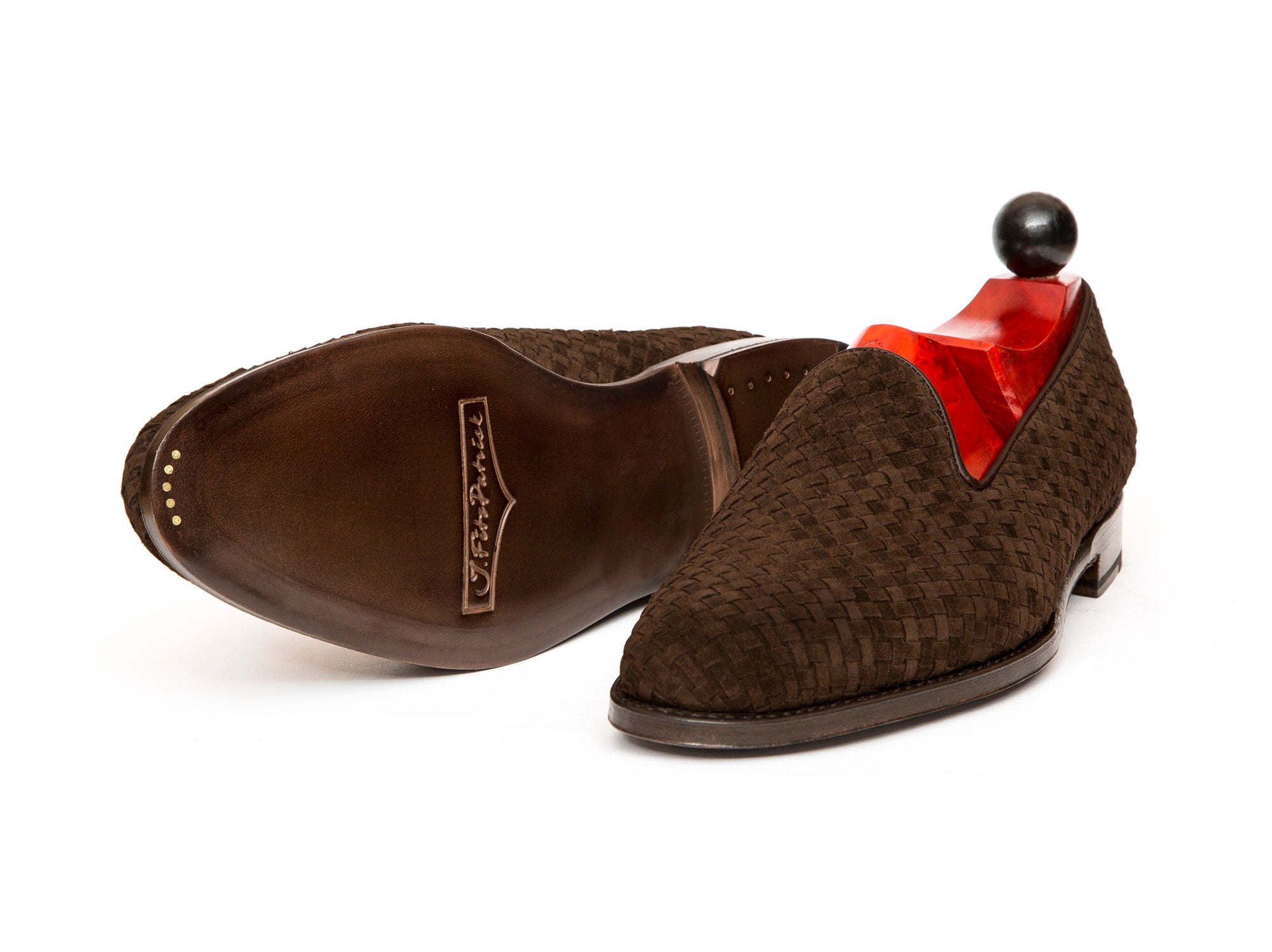 Laurelhurst II - MTO - Braided Dark Brown Suede - TMG Last - Single Leather Sole-Made To Order Slipper Loafer-J.FitzPatrick Footwear
