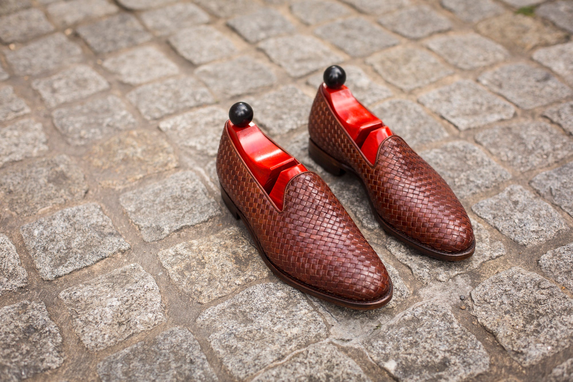 Laurelhurst II - MTO - Braided Gold Museum Calf - TMG Last - Antique Single Leather Sole-Made To Order Slipper Loafer-J.FitzPatrick Footwear