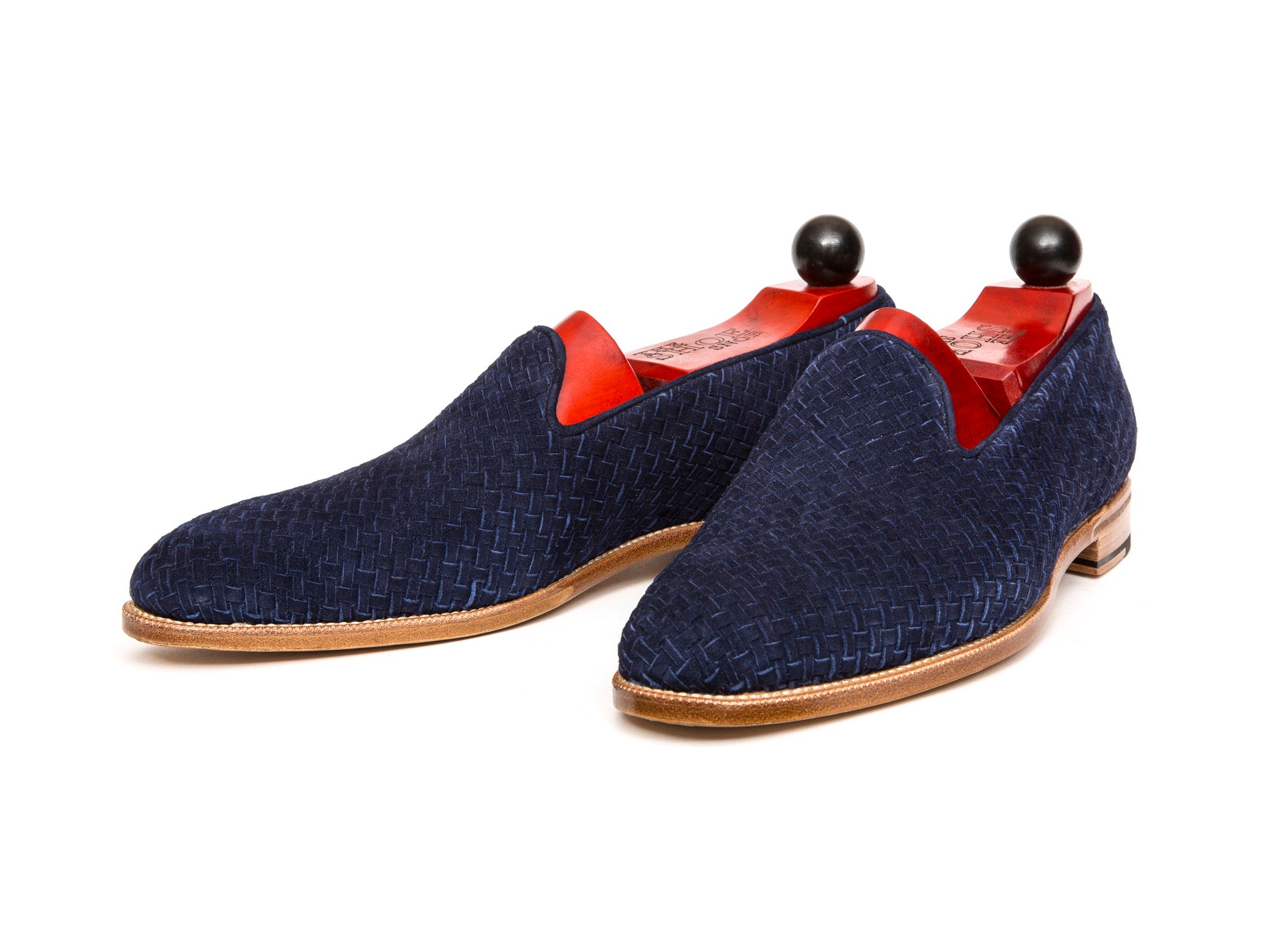 Laurelhurst II - MTO - Braided Navy Suede - TMG Last - Natural Single Leather Sole-Made To Order Slipper Loafer-J.FitzPatrick Footwear