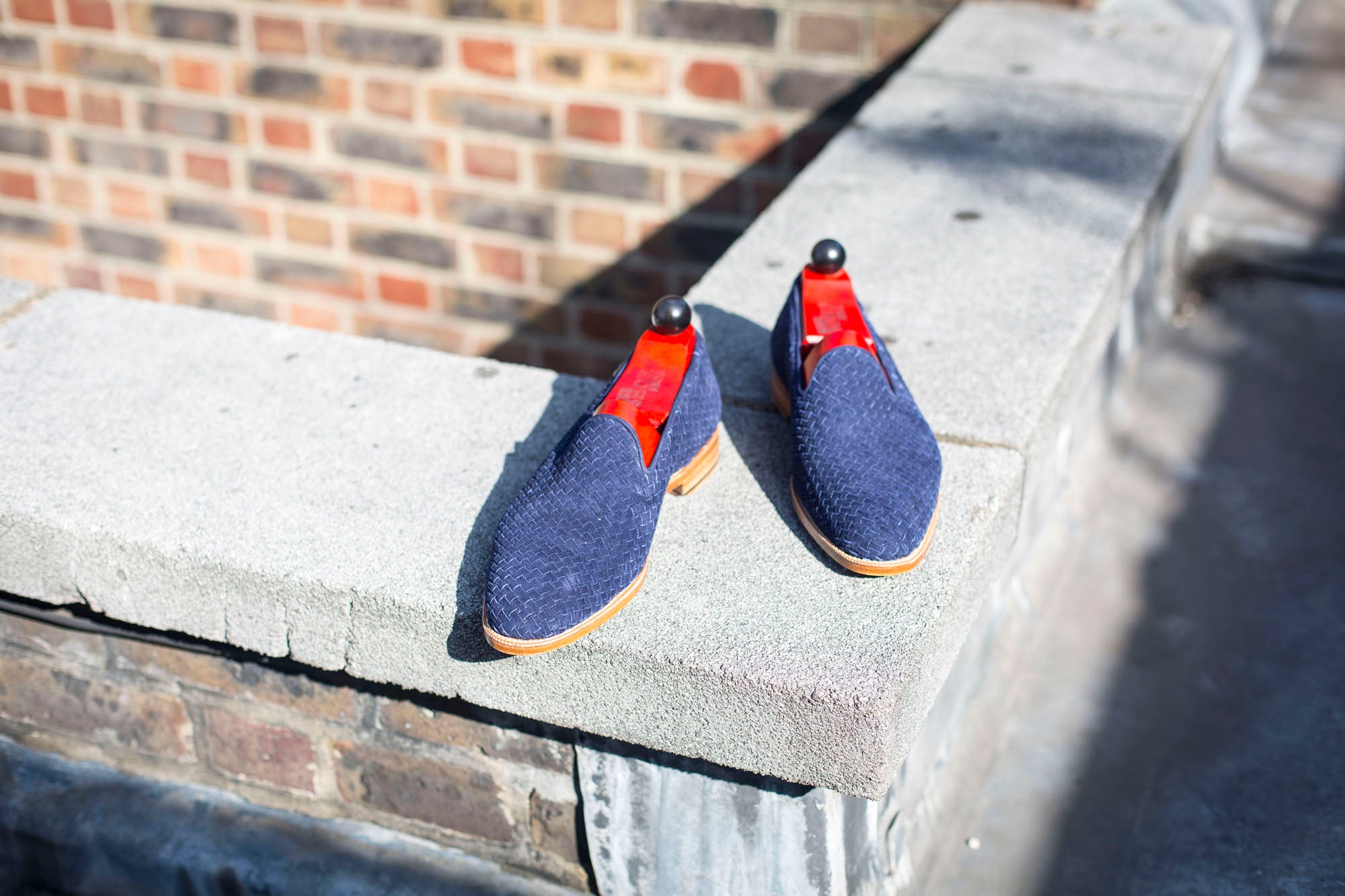 Laurelhurst II - MTO - Braided Navy Suede - TMG Last - Natural Single Leather Sole-Made To Order Slipper Loafer-J.FitzPatrick Footwear