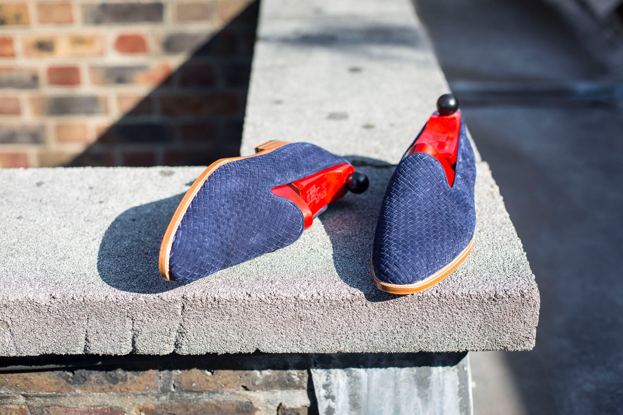 Laurelhurst II - MTO - Braided Navy Suede - TMG Last - Natural Single Leather Sole-Made To Order Slipper Loafer-J.FitzPatrick Footwear