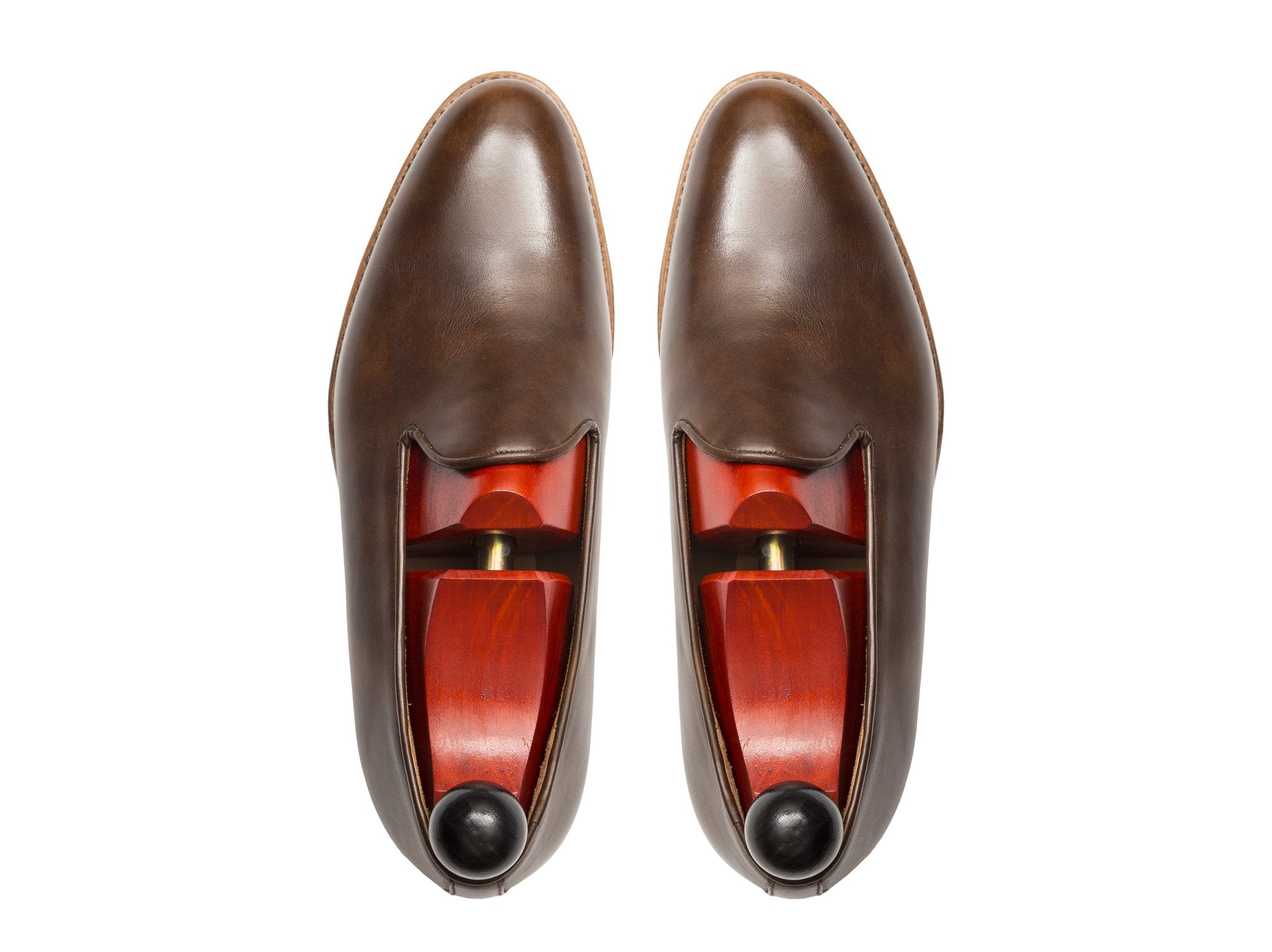 Laurelhurst II - MTO - Copper Museum Calf - TMG Last - Natural Single Leather Sole-Made To Order Slipper Loafer Medallion-J.FitzPatrick Footwear