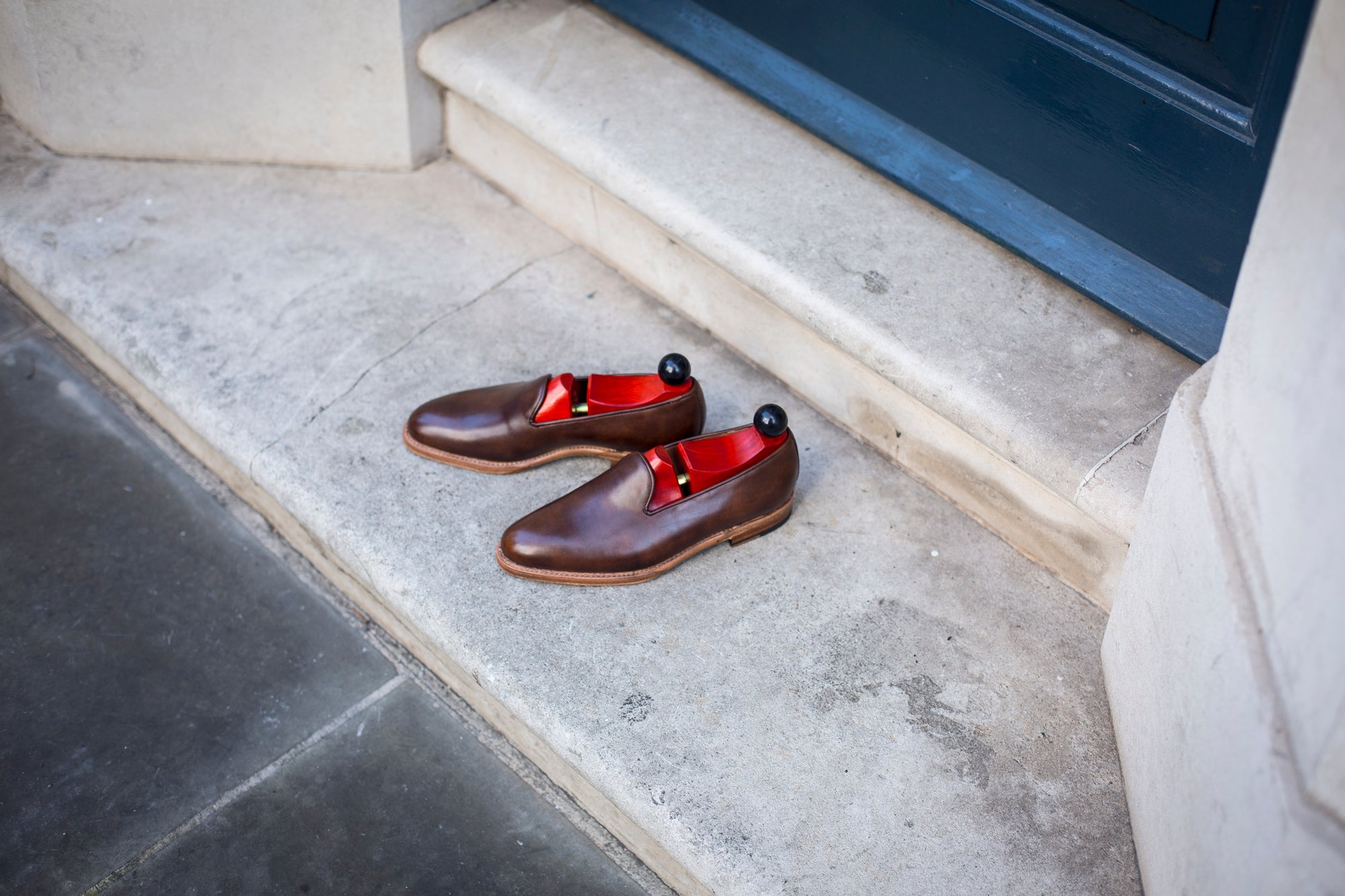 Laurelhurst II - MTO - Copper Museum Calf - TMG Last - Natural Single Leather Sole-Made To Order Slipper Loafer Medallion-J.FitzPatrick Footwear
