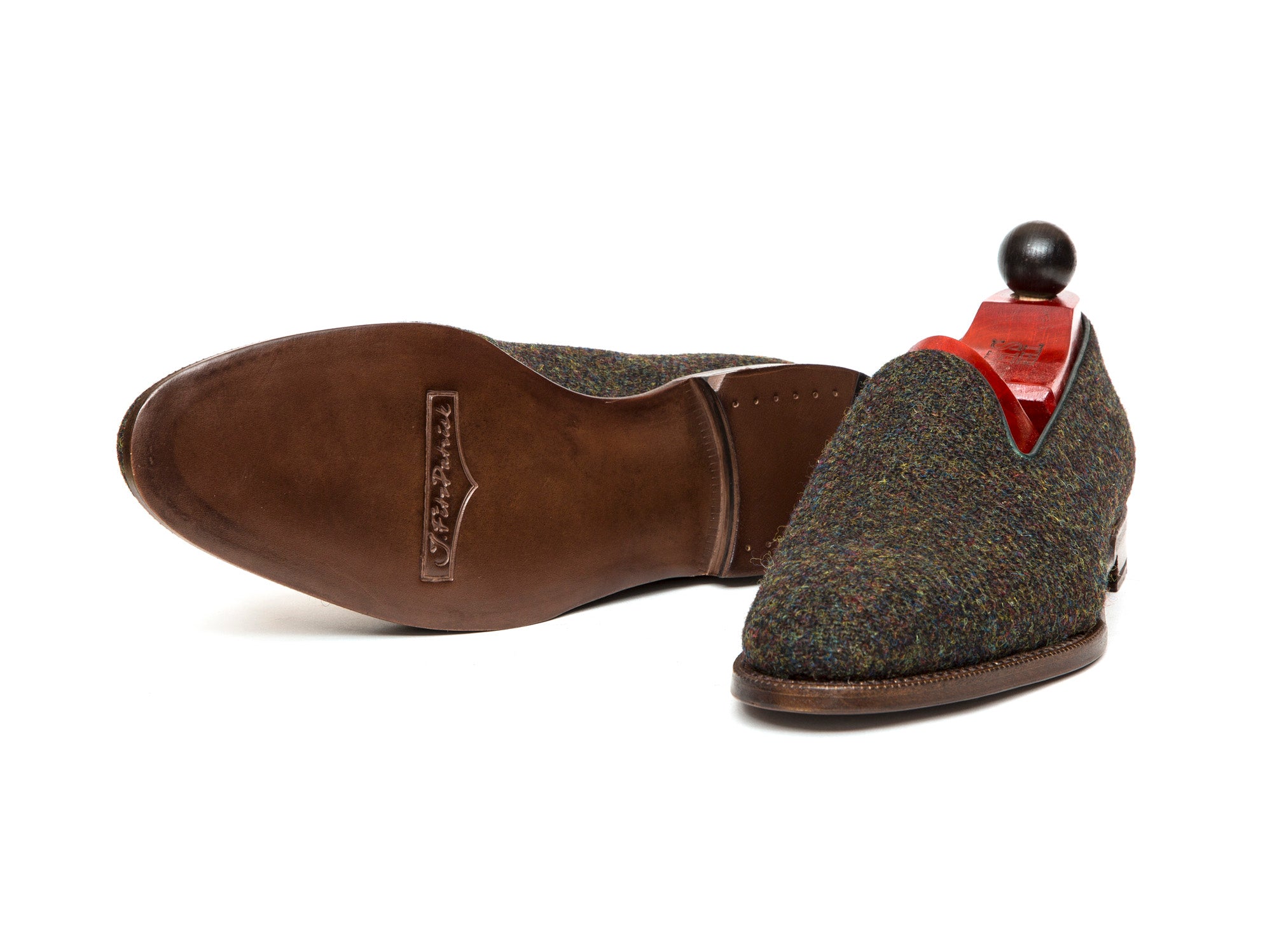 Laurelhurst II - MTO - Forest Medley Tweed - TMG Last - Antique Single Leather Sole-Made To Order Slipper Loafer-J.FitzPatrick Footwear