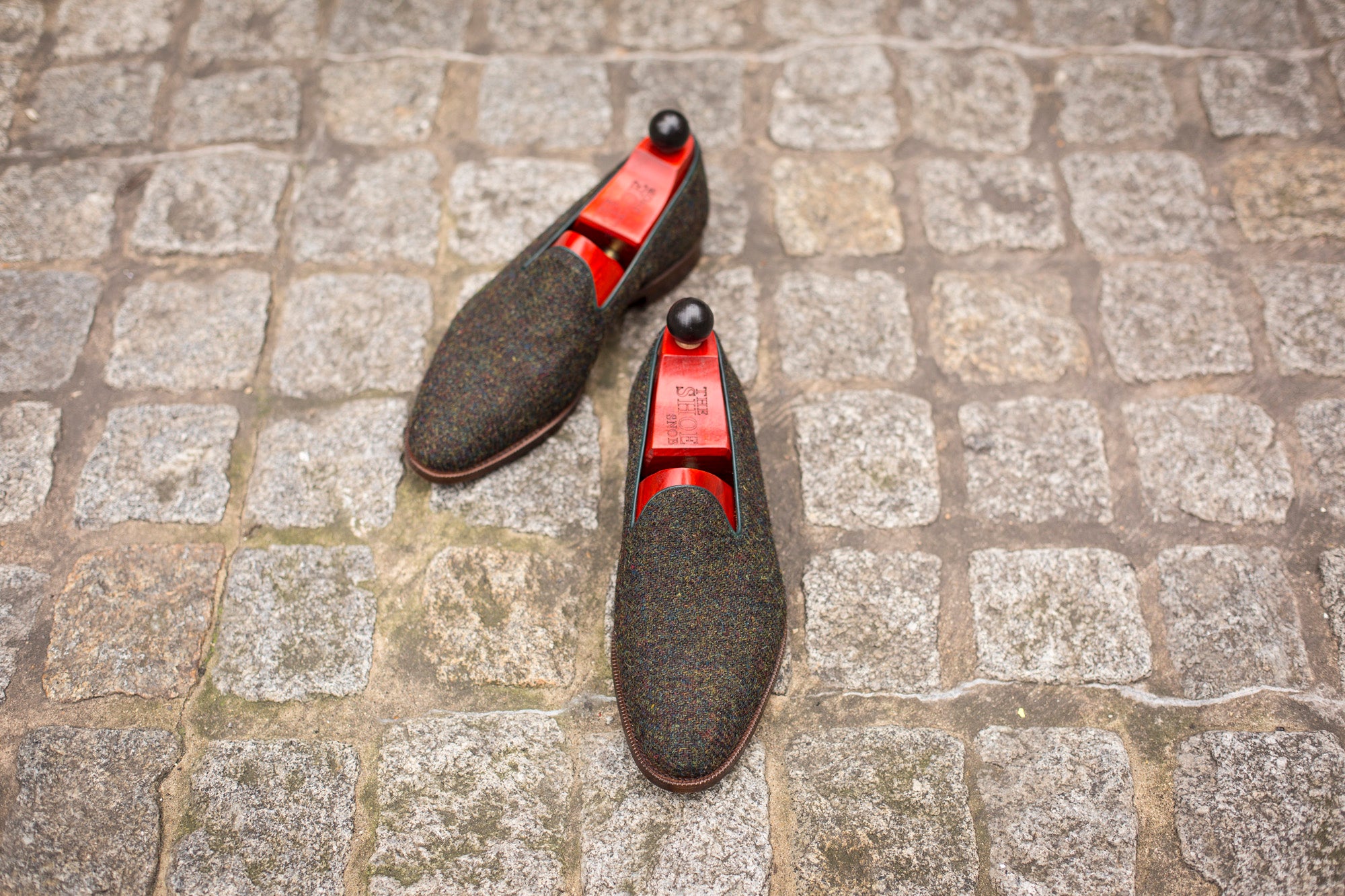 Laurelhurst II - MTO - Forest Medley Tweed - TMG Last - Antique Single Leather Sole-Made To Order Slipper Loafer-J.FitzPatrick Footwear
