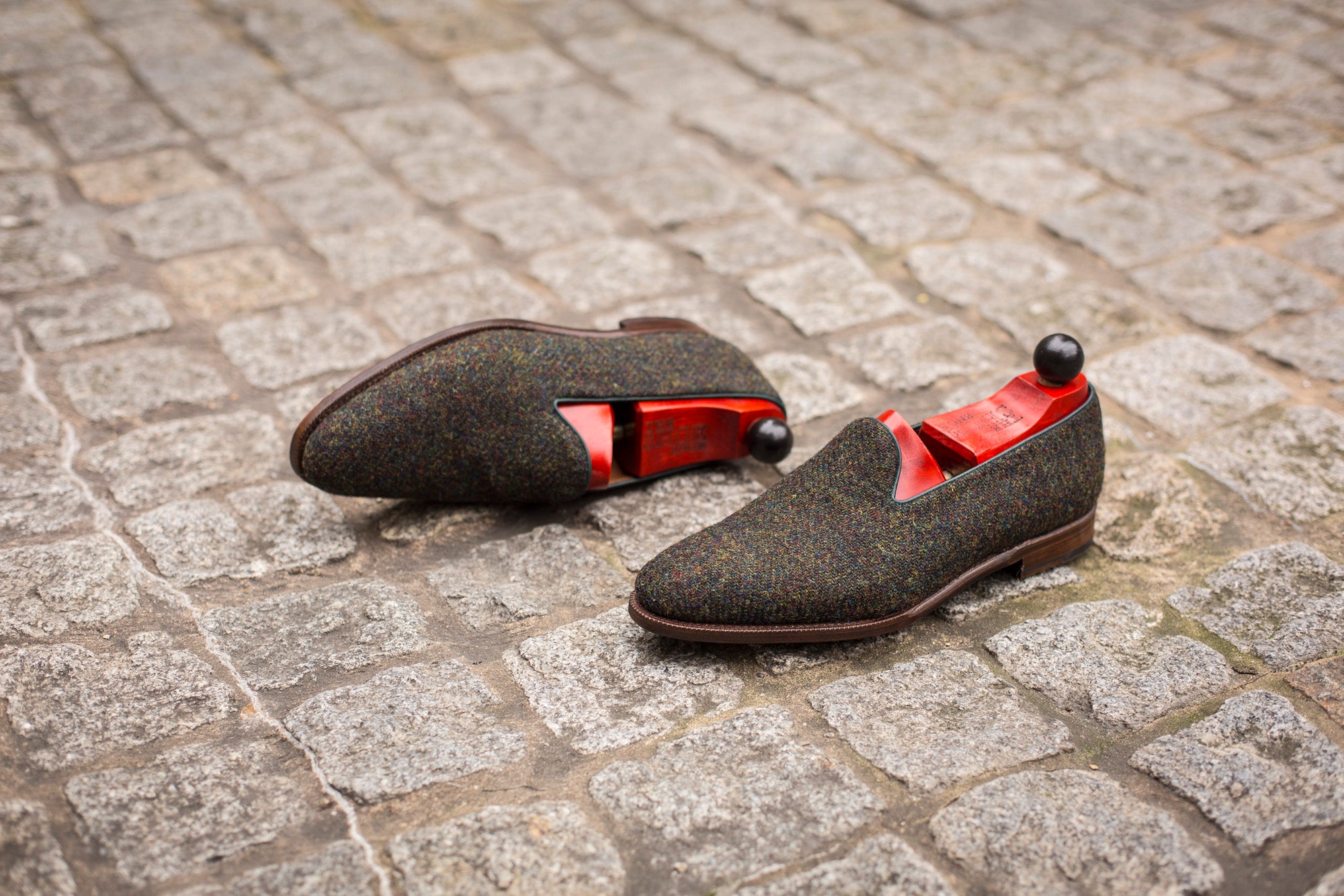 Laurelhurst II - MTO - Forest Medley Tweed - TMG Last - Antique Single Leather Sole-Made To Order Slipper Loafer-J.FitzPatrick Footwear