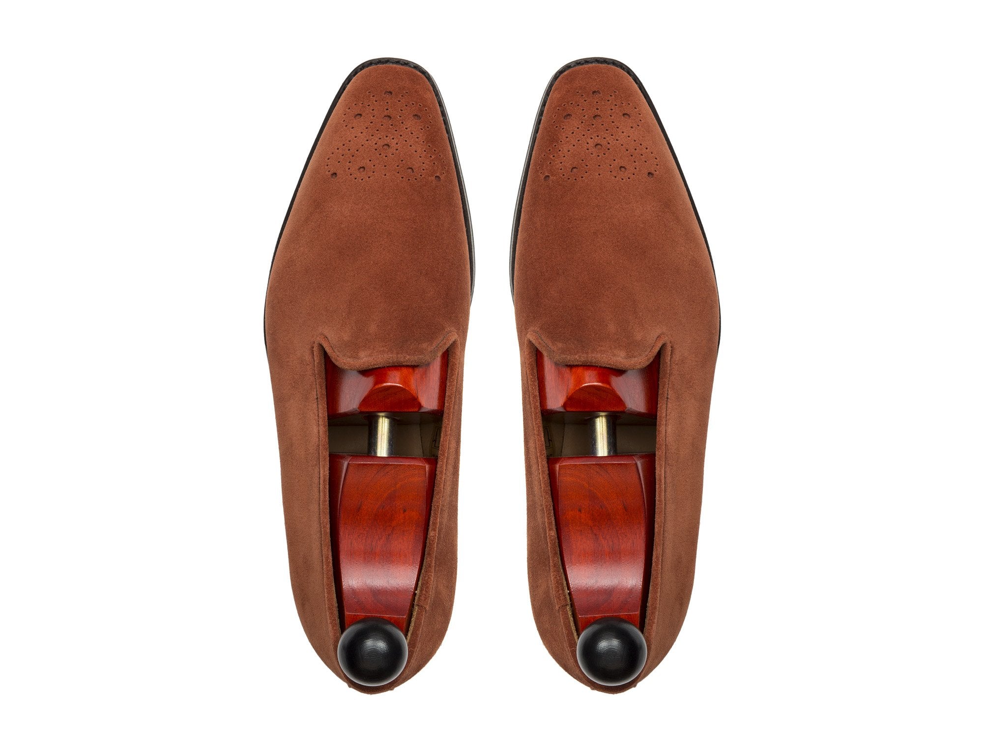 Laurelhurst - MTO - Rust Suede - LPB Last - Single Leather Sole-Made To Order Slipper Loafer Medallion-J.FitzPatrick Footwear
