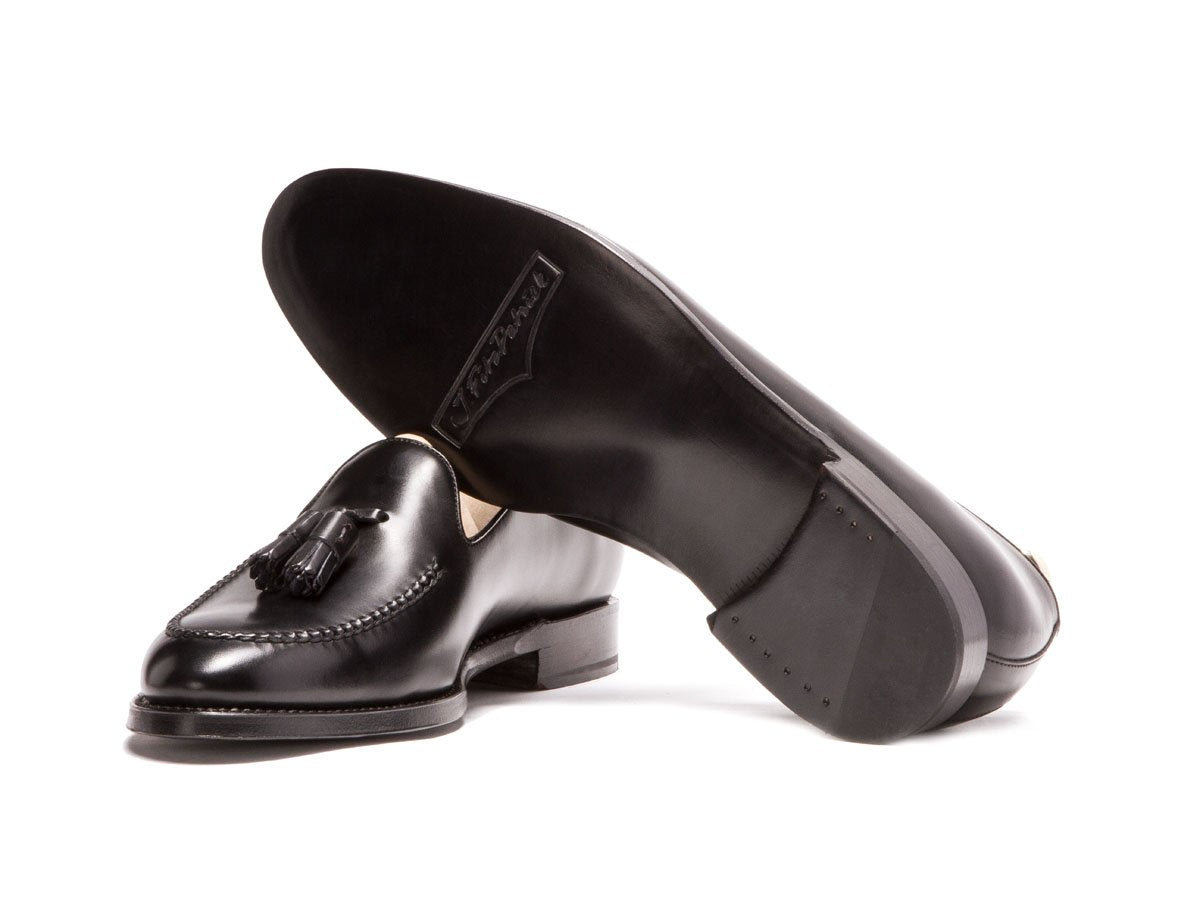 Leschi - MTO - Black Calf - TMG Last - Single Leather Sole-Made To Order Tassel Loafer Hand Stitched-J.FitzPatrick Footwear