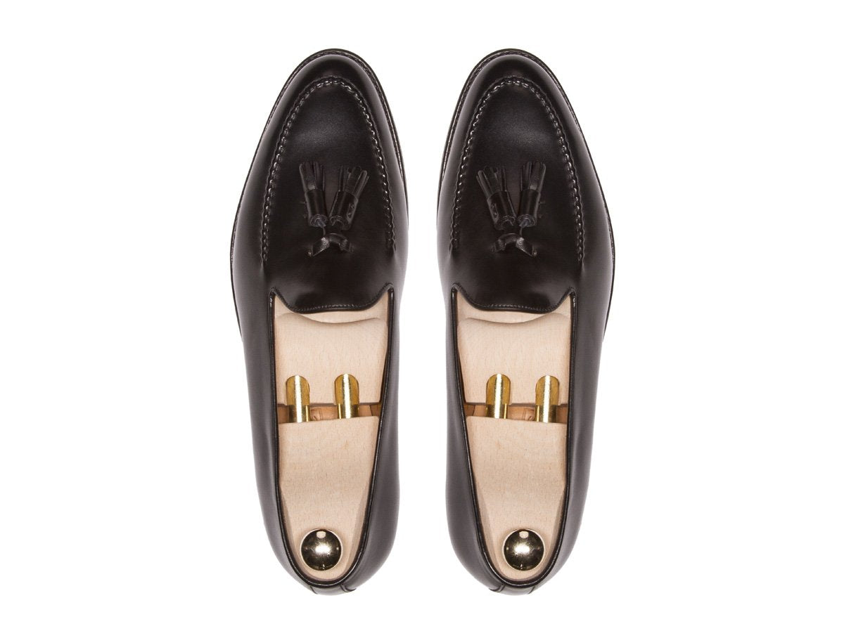Leschi - MTO - Black Calf - TMG Last - Single Leather Sole-Made To Order Tassel Loafer Hand Stitched-J.FitzPatrick Footwear