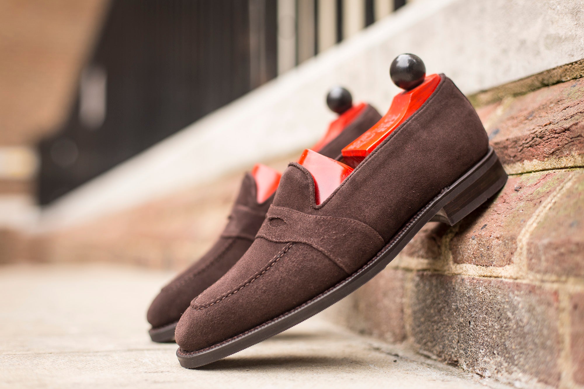 Madison - MTO - Bitter Chocolate Suede - LPB Last - City Rubber Sole-Made To Order Penny Loafer Full Strap-J.FitzPatrick Footwear