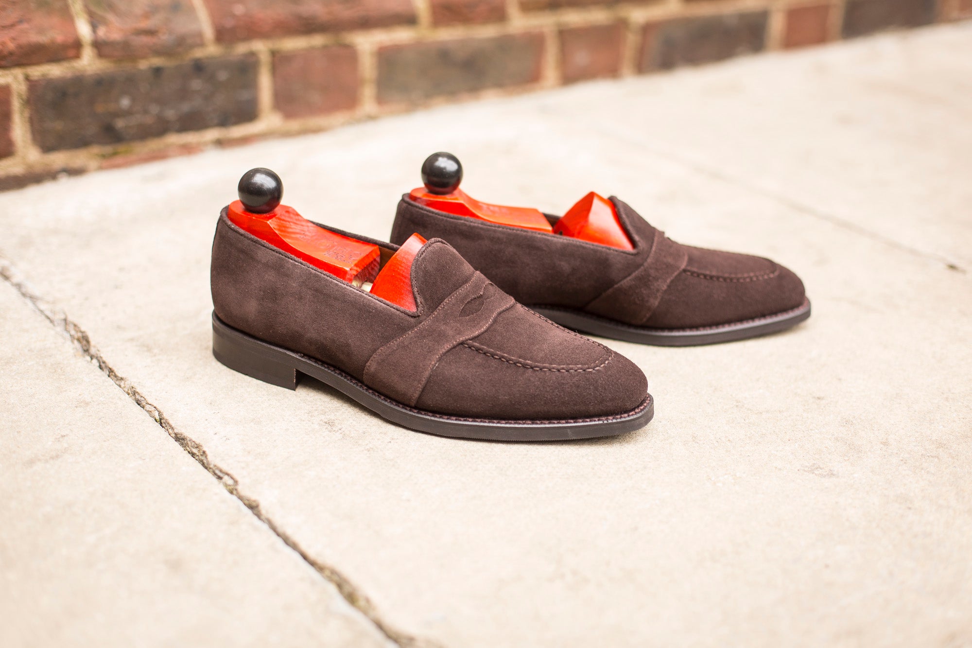 Madison - MTO - Bitter Chocolate Suede - LPB Last - City Rubber Sole-Made To Order Penny Loafer Full Strap-J.FitzPatrick Footwear