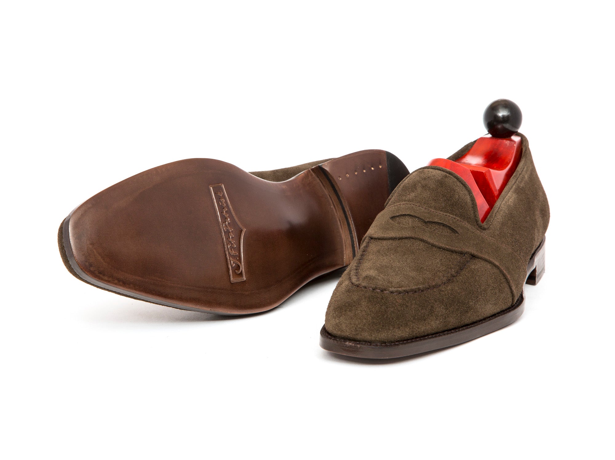 Madison - MTO - Moss Suede - LPB Last - Single Leather Sole-Made To Order Penny Loafer Full Strap-J.FitzPatrick Footwear