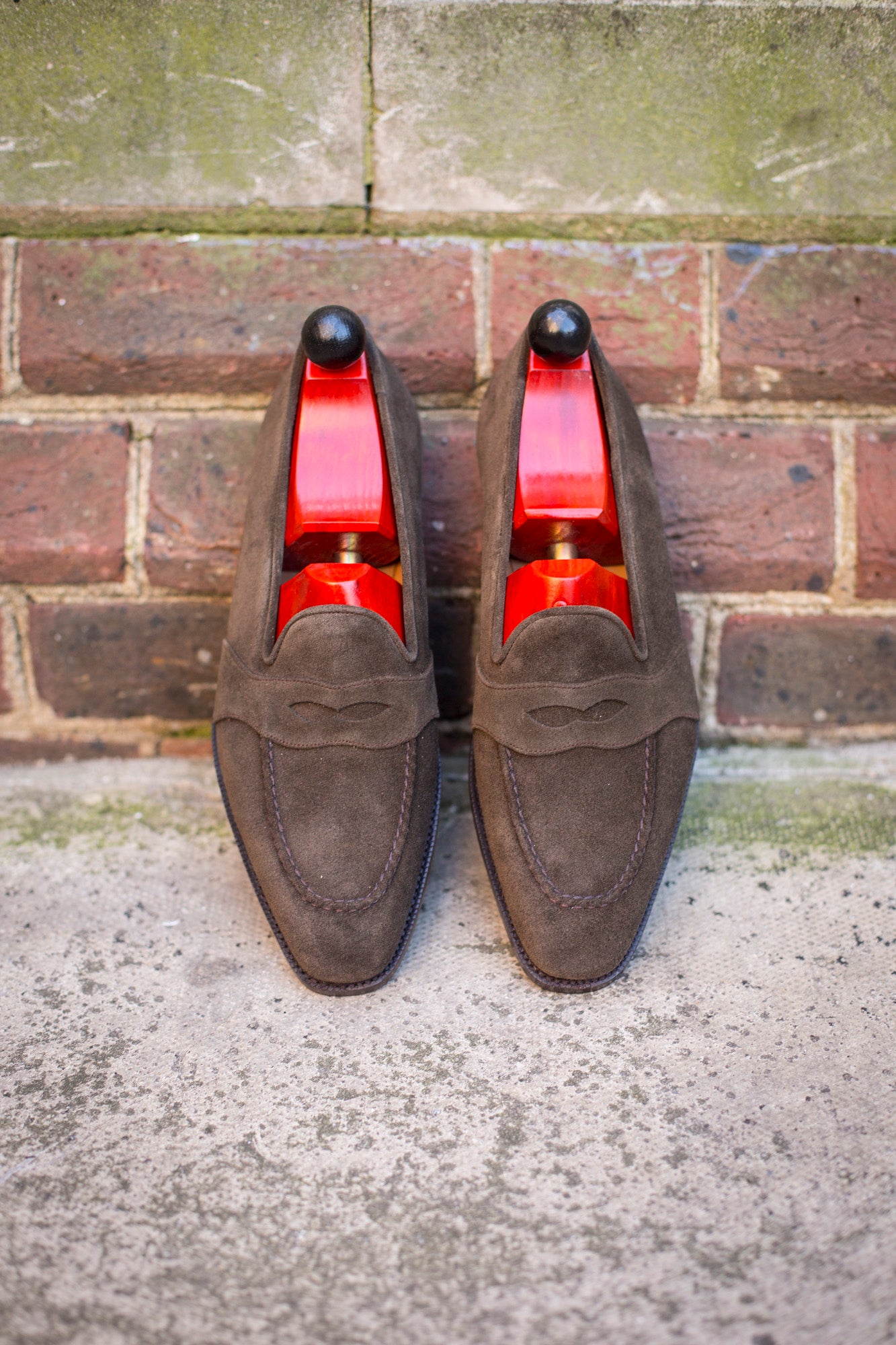 Madison - MTO - Moss Suede - LPB Last - Single Leather Sole-Made To Order Penny Loafer Full Strap-J.FitzPatrick Footwear