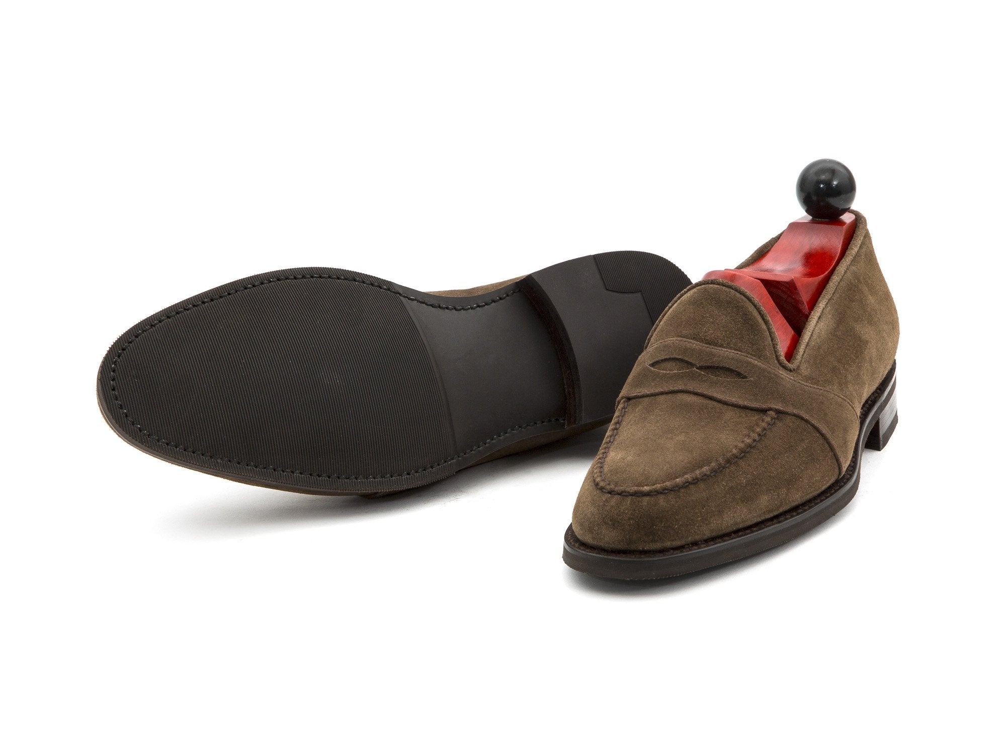Madison - MTO - Taupe Suede - TMG Last - City Rubber Sole-Made To Order Penny Loafer Full Strap-J.FitzPatrick Footwear