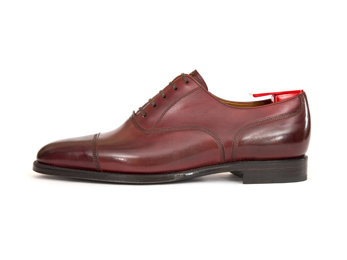 Magnolia - MTO - Burgundy Calf - TMG Last - Single Leather Sole-Made To Order Classic Captoe Cap Toe Oxfords-J.FitzPatrick Footwear