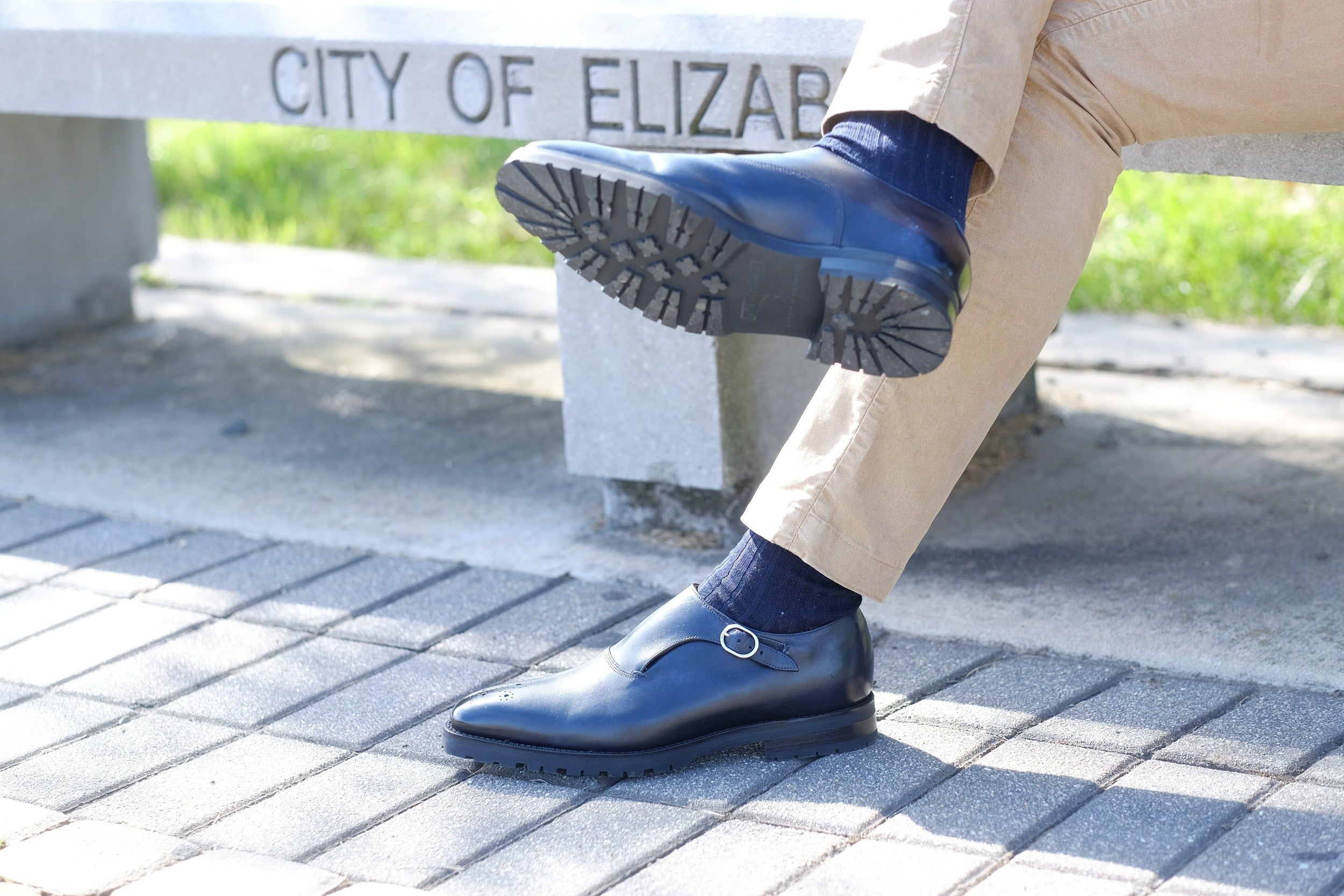 Martel - MTO - Navy Museum Calf-Made To Order Single Monkstrap Medallion-J.FitzPatrick Footwear
