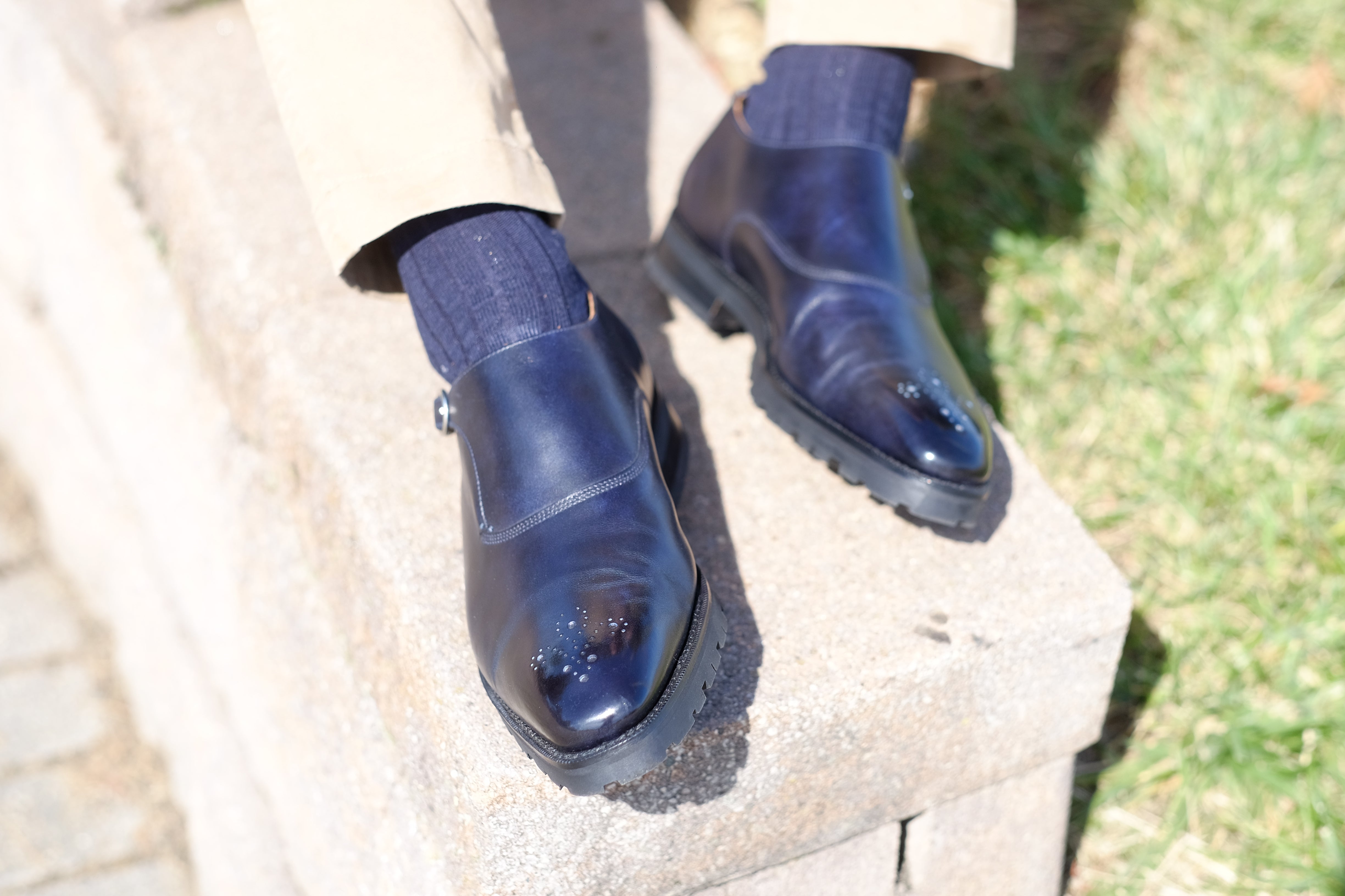 Martel - MTO - Navy Museum Calf-Made To Order Single Monkstrap Medallion-J.FitzPatrick Footwear