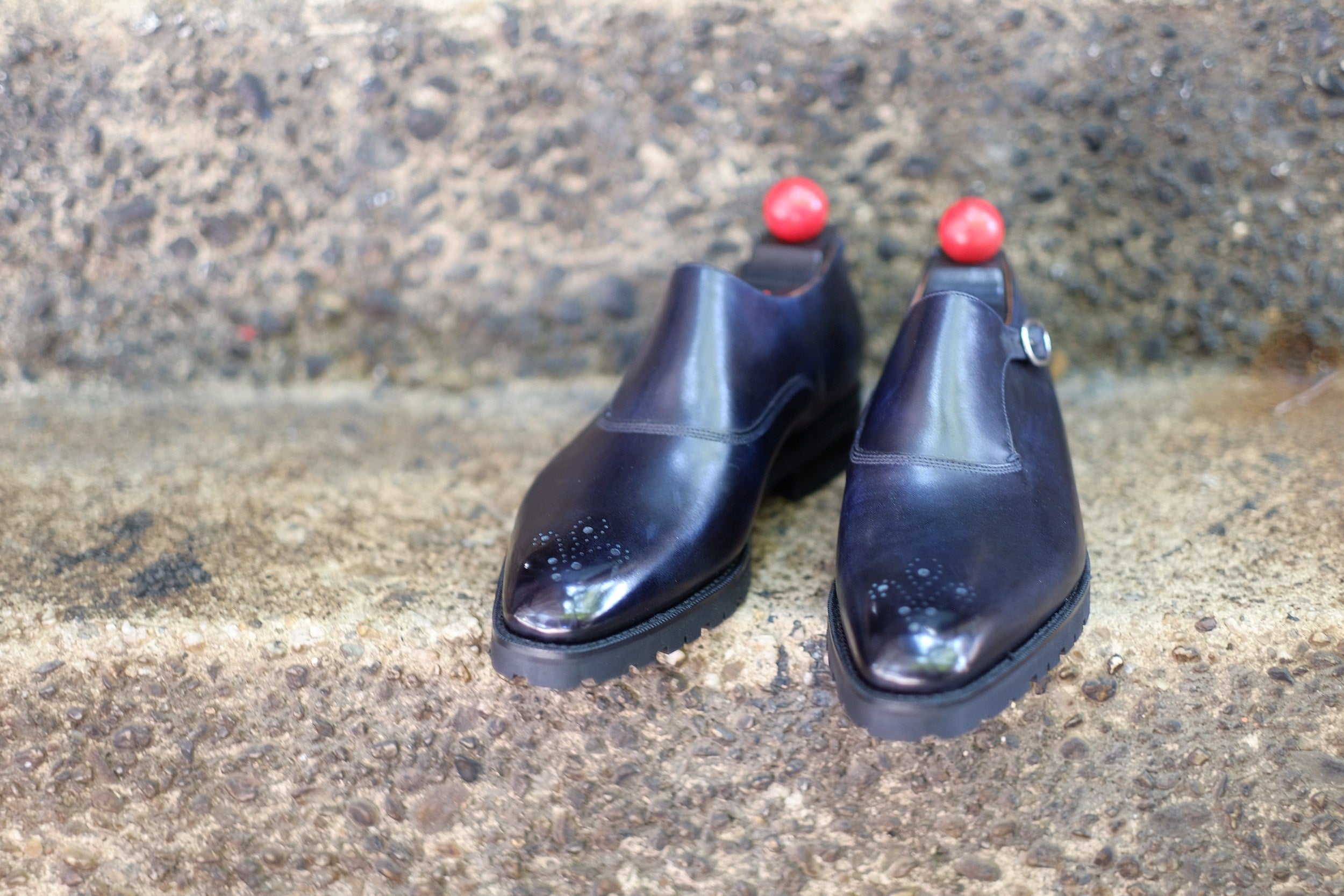Martel - MTO - Navy Museum Calf-Made To Order Single Monkstrap Medallion-J.FitzPatrick Footwear
