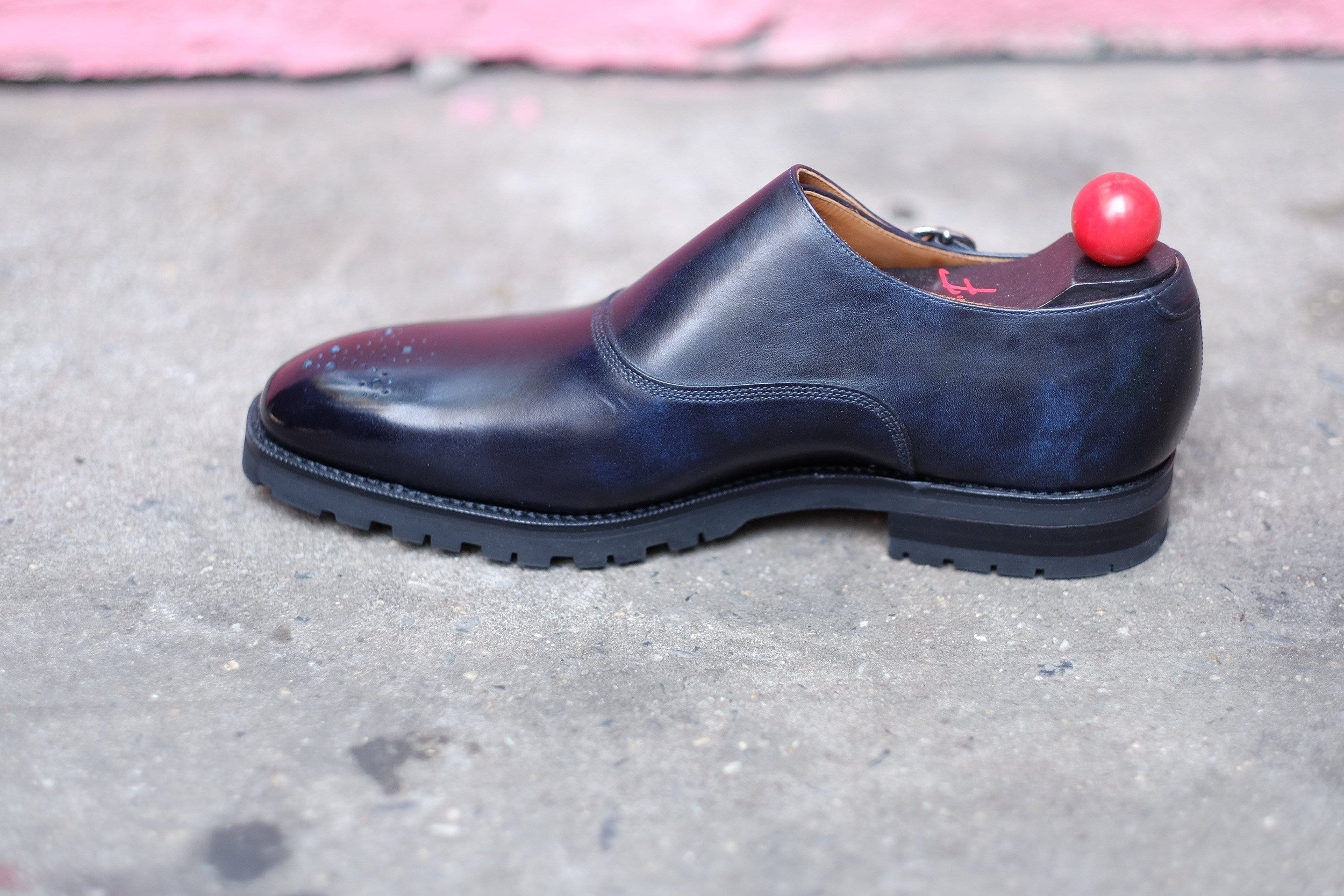 Martel - MTO - Navy Museum Calf-Made To Order Single Monkstrap Medallion-J.FitzPatrick Footwear