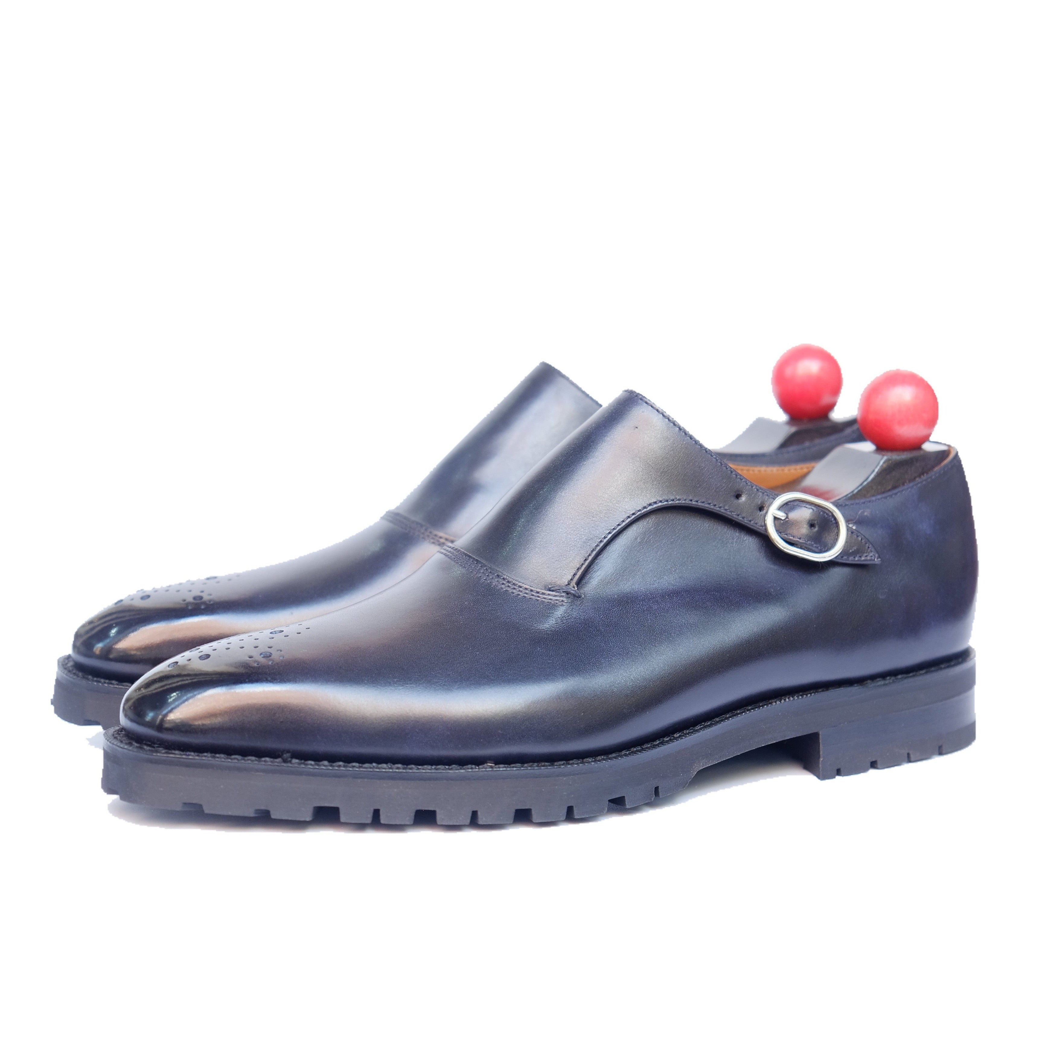 Martel - MTO - Navy Museum Calf-Made To Order Single Monkstrap Medallion-J.FitzPatrick Footwear