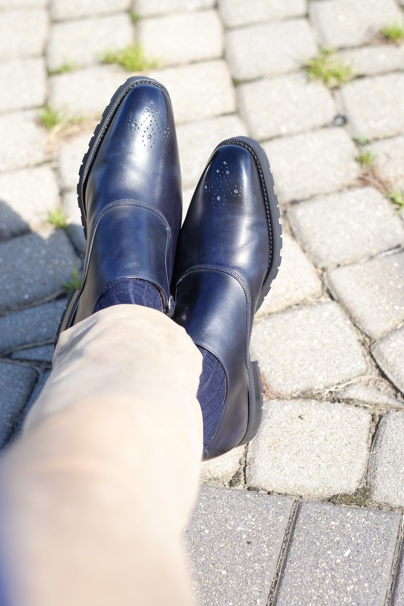 Martel - MTO - Navy Museum Calf-Made To Order Single Monkstrap Medallion-J.FitzPatrick Footwear